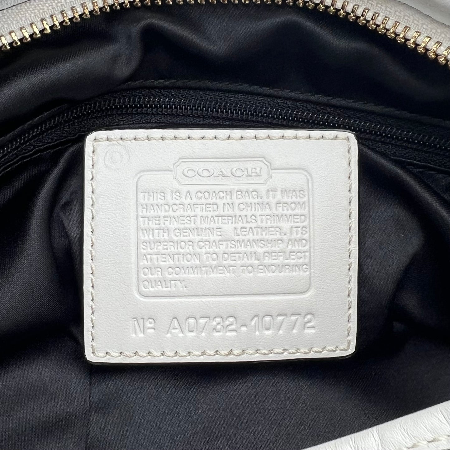 Coach Black C Signature White Leather Hobo Bag