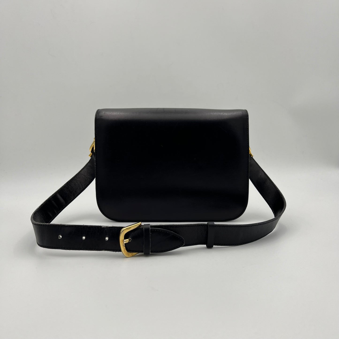 Celine Paris Black Leather Horse Carriage Box Bag