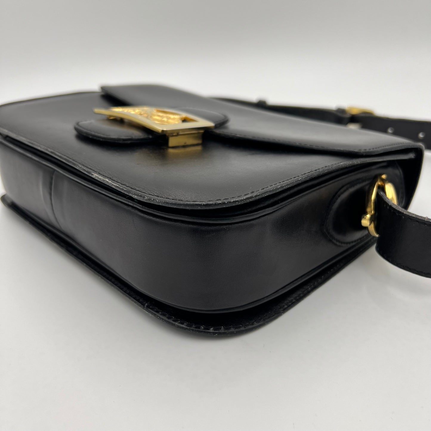 Celine Paris Black Leather Horse Carriage Box Bag