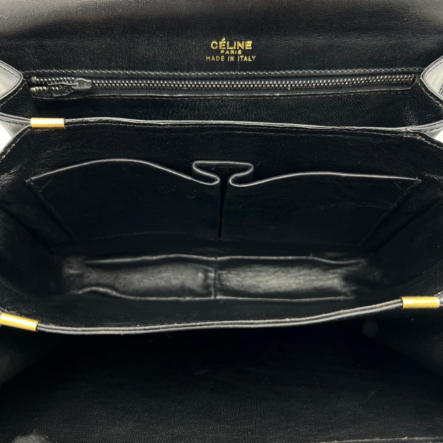 Celine Paris Black Leather Horse Carriage Box Bag