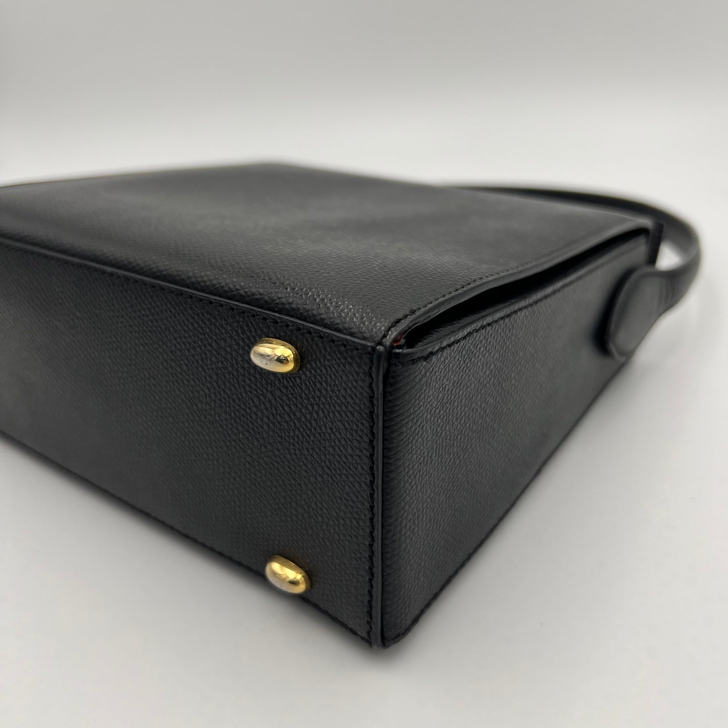 Celine Paris Black Grained Leather Twist Lock Box Bag