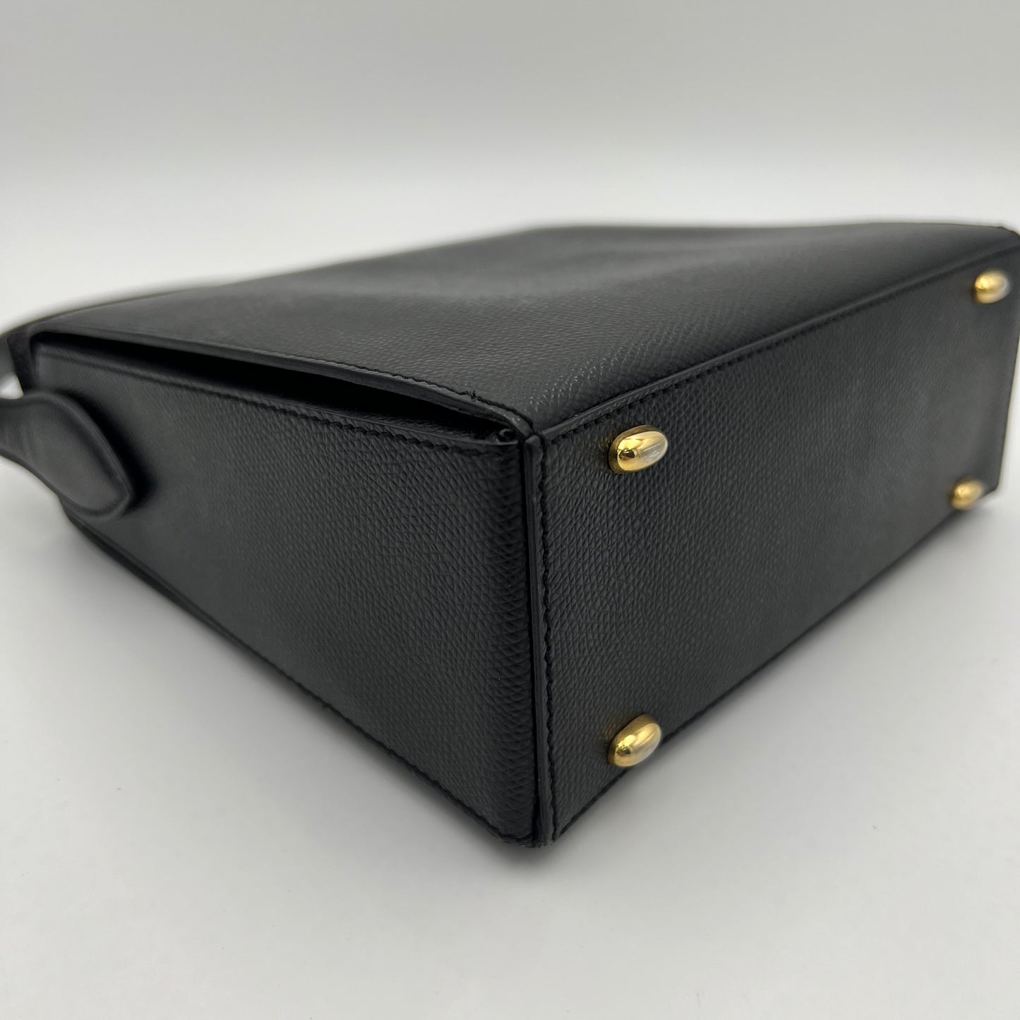 Celine Paris Black Grained Leather Twist Lock Box Bag