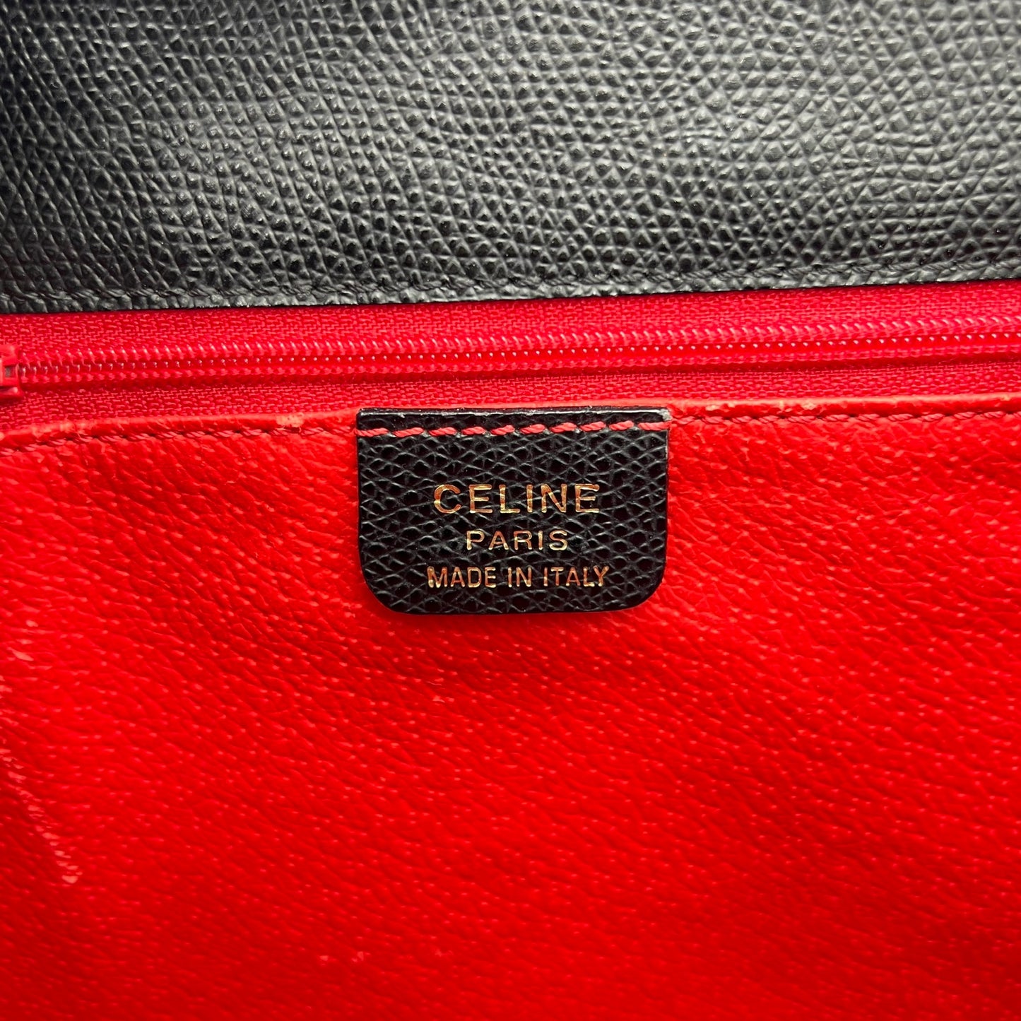 Celine Paris Black Grained Leather Twist Lock Box Bag