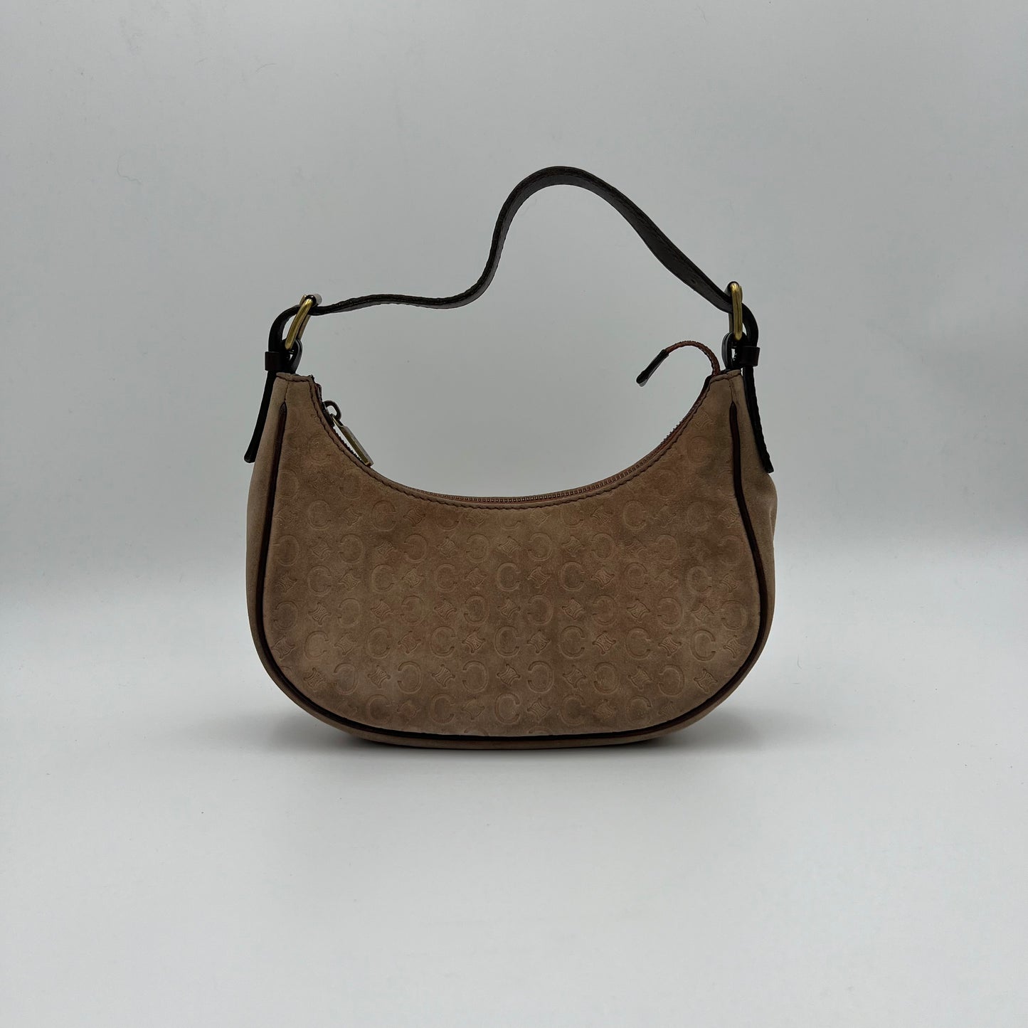 Celine Paris Beige C Macadam Suede Ava Hobo Baguette