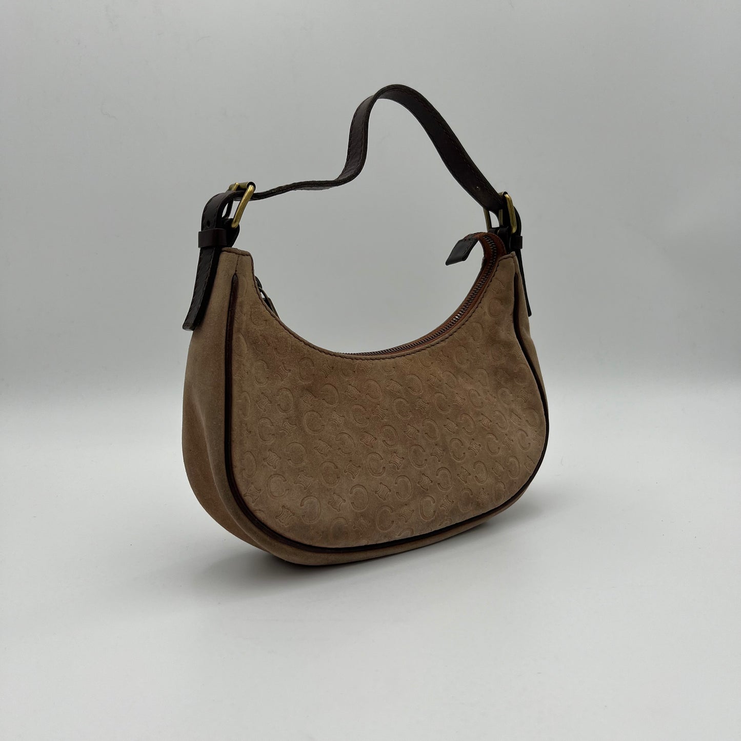 Celine Paris Beige C Macadam Suede Ava Hobo Baguette
