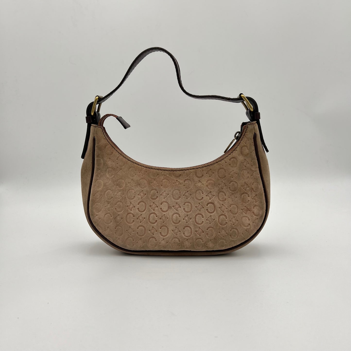 Celine Paris Beige C Macadam Suede Ava Hobo Baguette