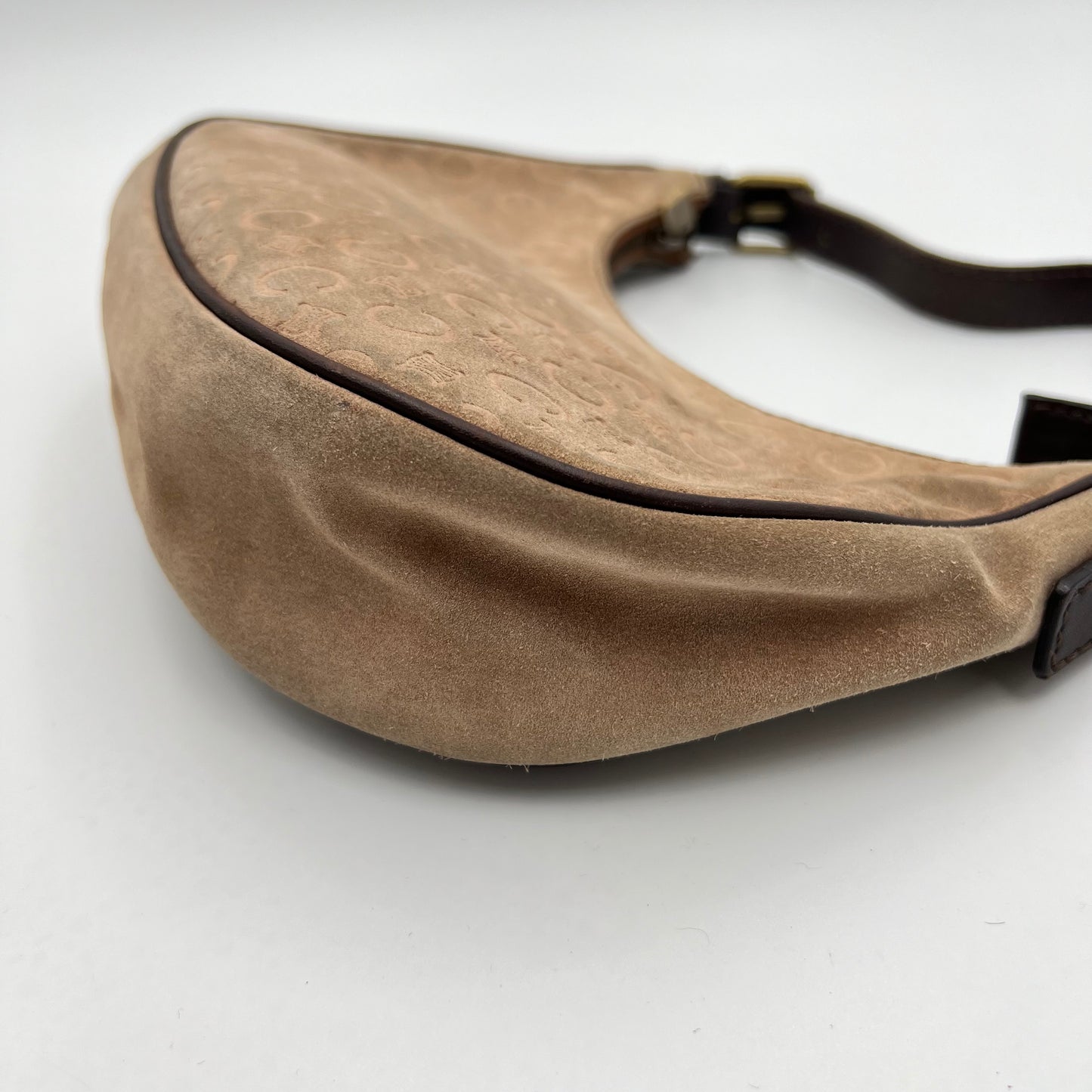 Celine Paris Beige C Macadam Suede Ava Hobo Baguette