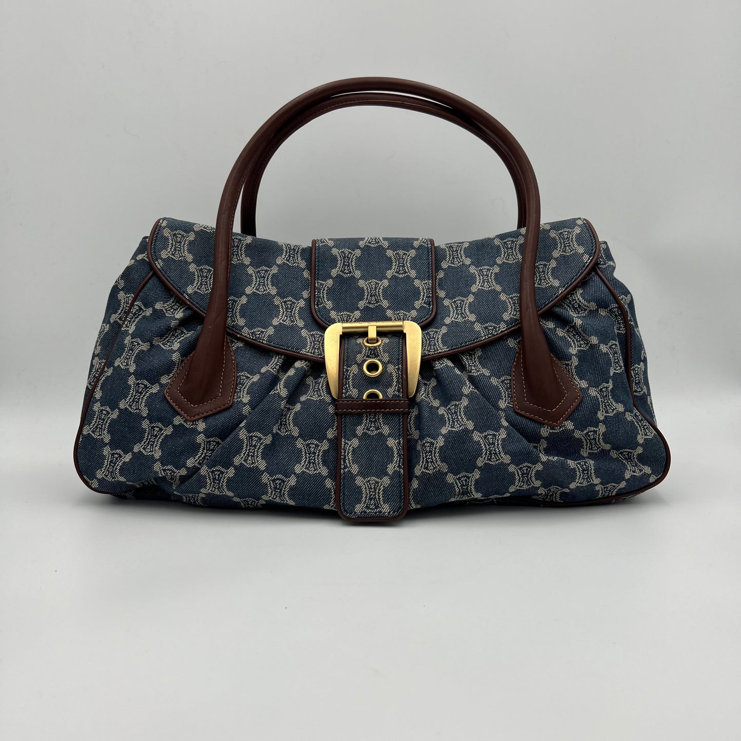 Celine Paris Macadam Denim Flap Large Shoulder Bag