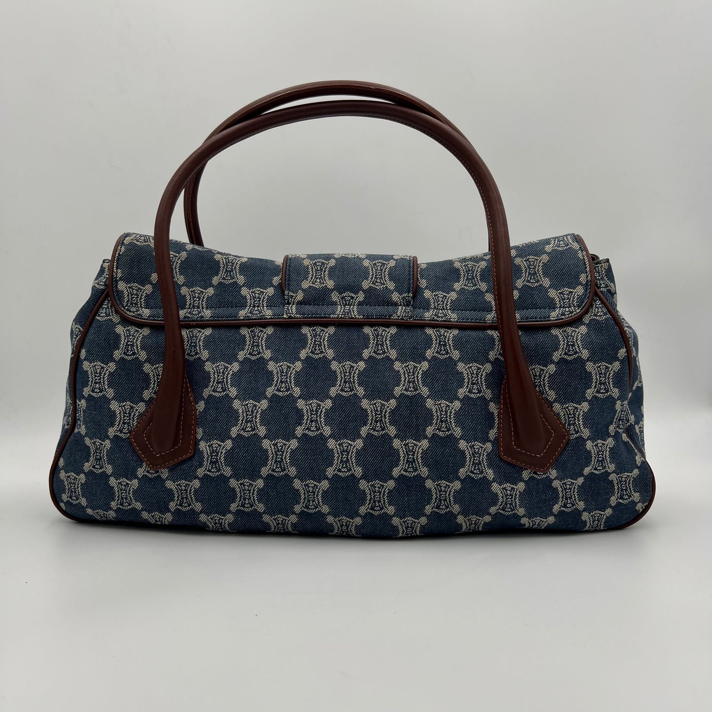 Celine Paris Macadam Denim Flap Large Shoulder Bag