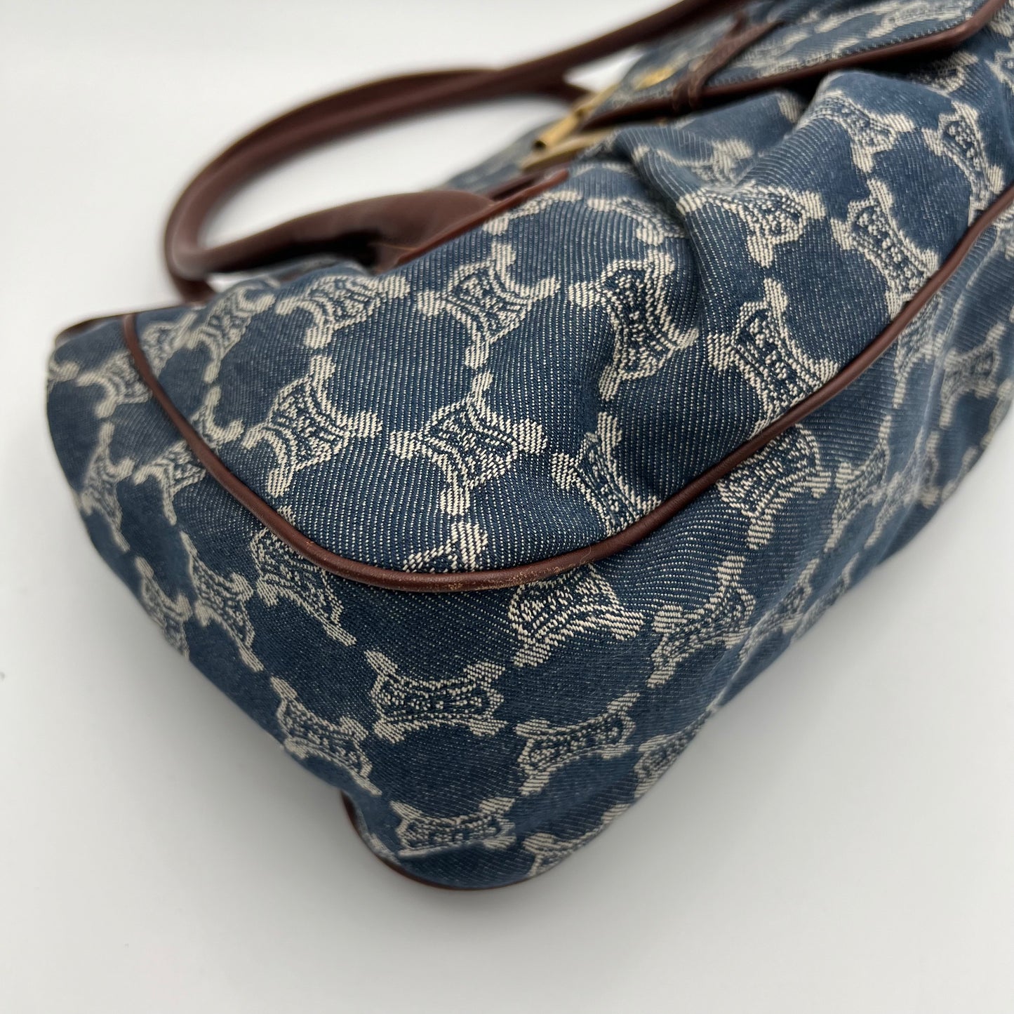 Celine Paris Macadam Denim Flap Large Shoulder Bag