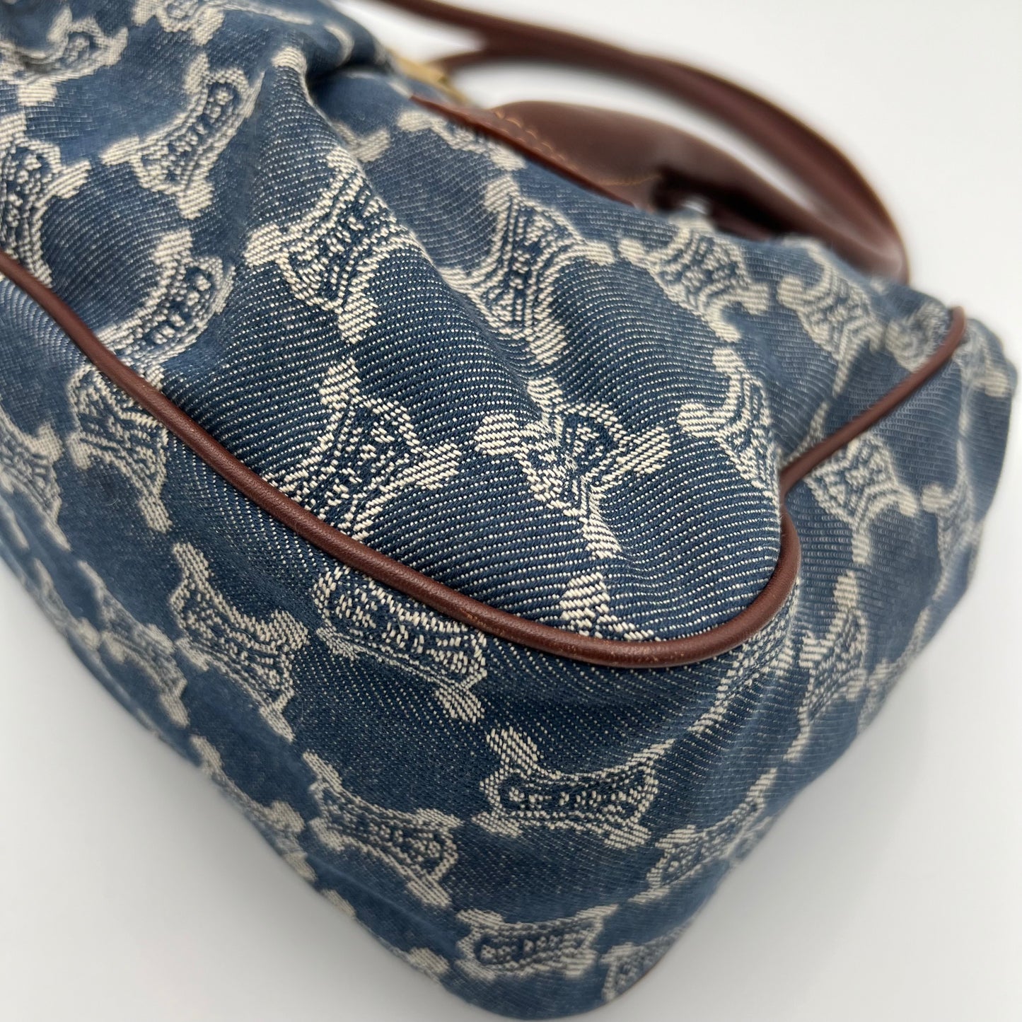 Celine Paris Macadam Denim Flap Large Shoulder Bag