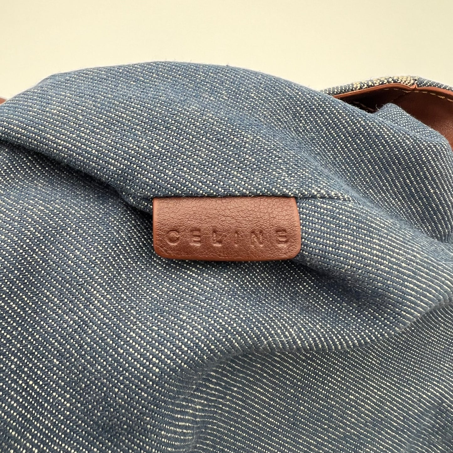 Celine Paris Macadam Denim Flap Large Shoulder Bag