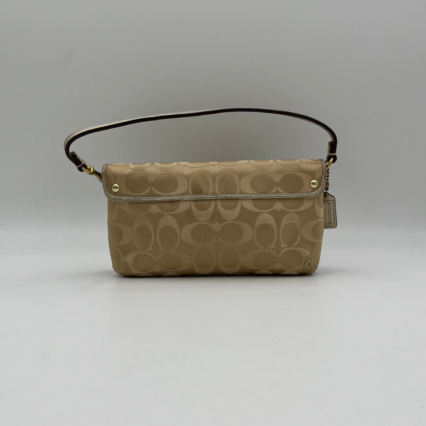 Coach Beige C Signature Flap Baguette