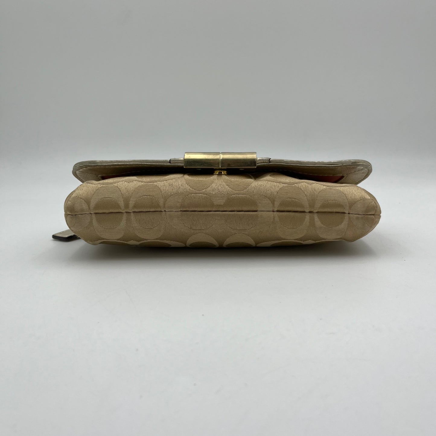 Coach Beige C Signature Flap Baguette