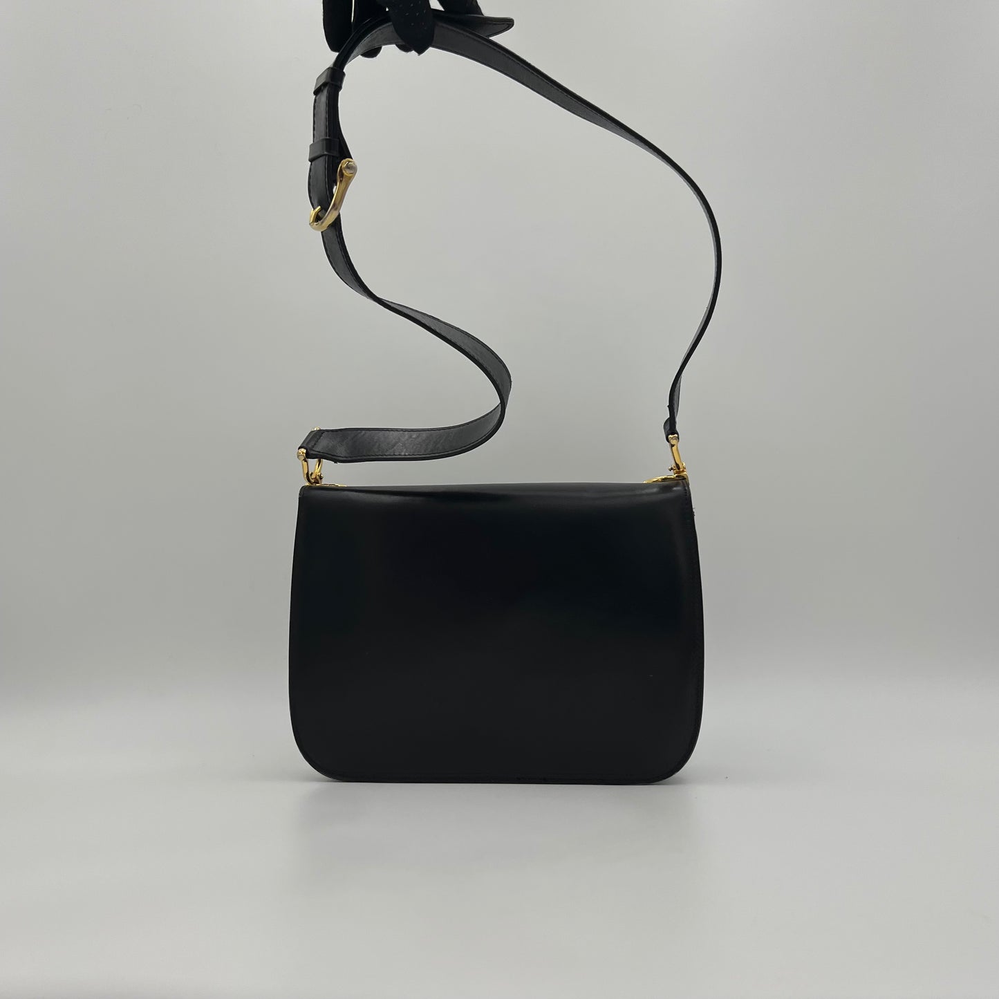 Celine Paris Black Leather C Horse Carriage Box Bag
