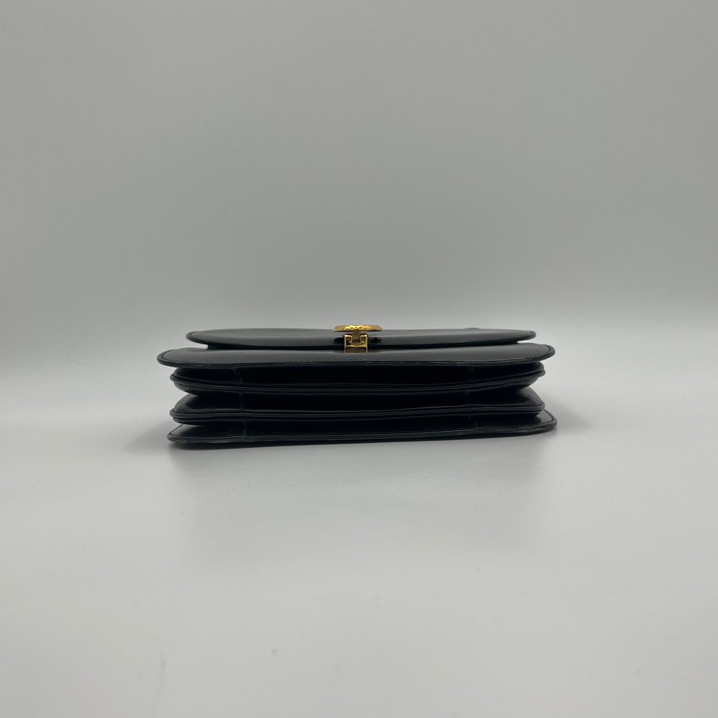 Celine Paris Black Leather C Horse Carriage Box Bag