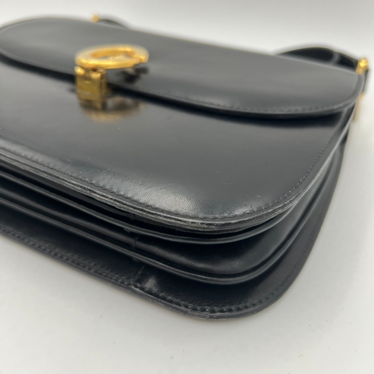 Celine Paris Black Leather C Horse Carriage Box Bag