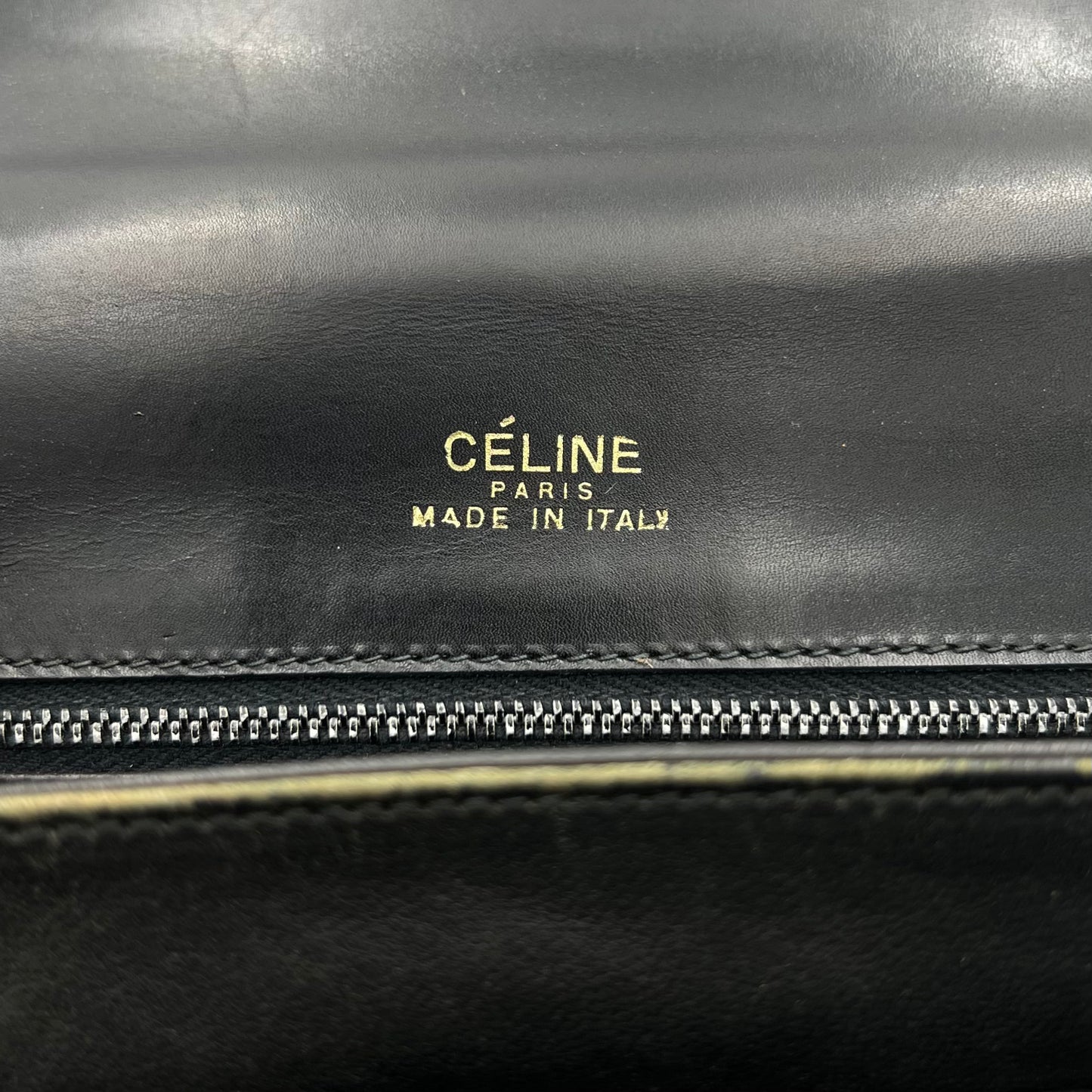 Celine Paris Black Leather C Horse Carriage Box Bag