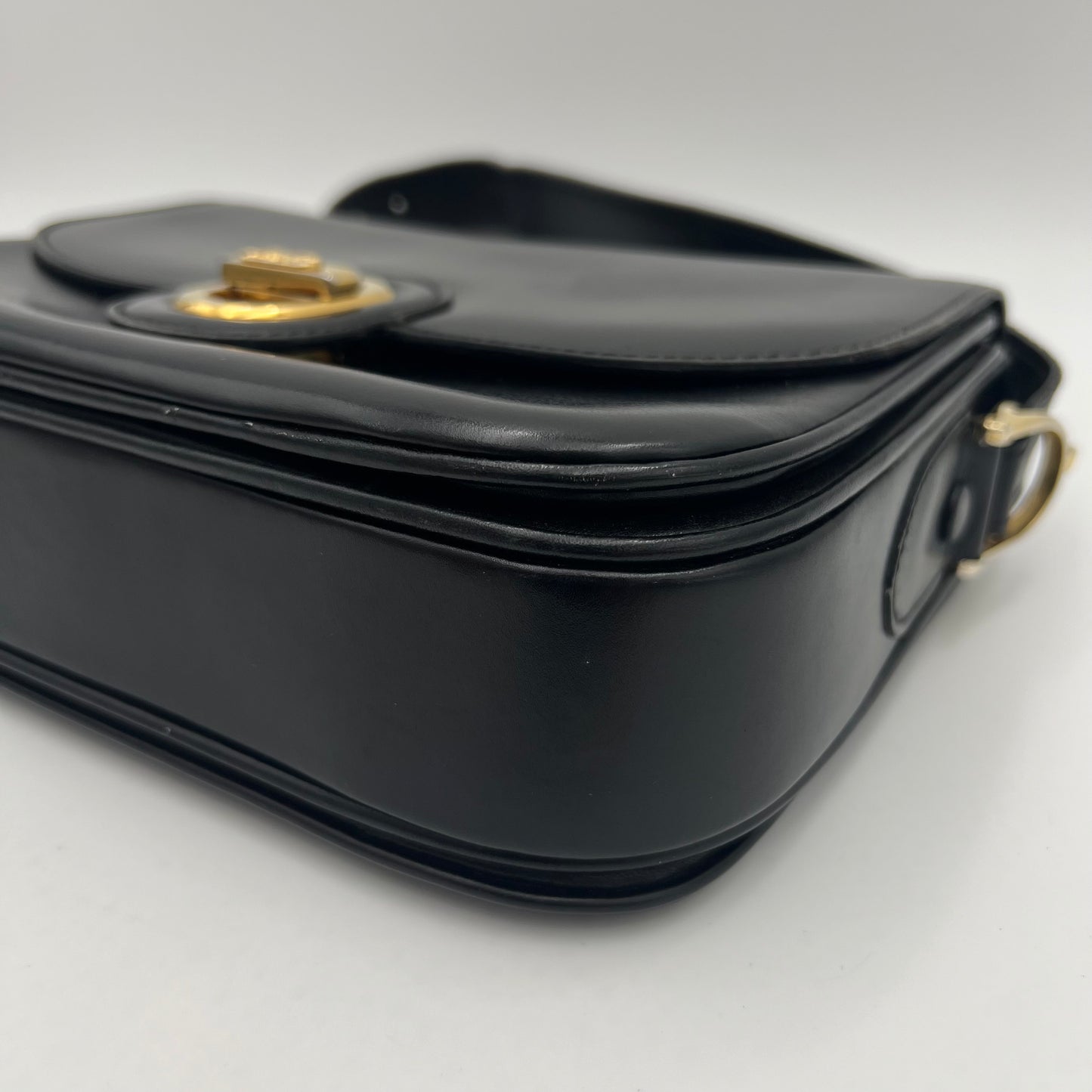 Celine Paris Black Leather Horse Carriage Twist Lock Box Bag