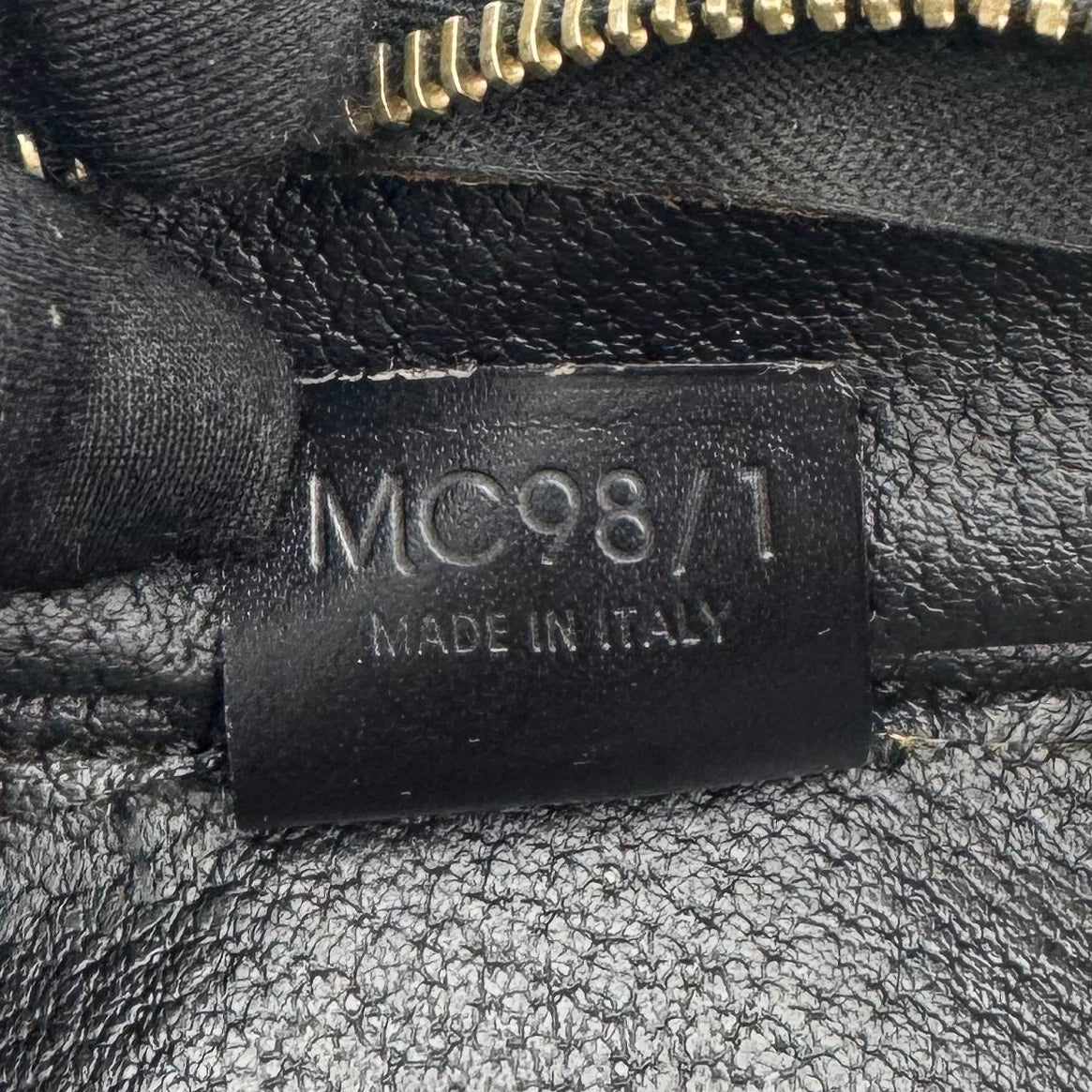 Celine Paris Black Macadam Blason Top Handle Vanity Crossbody