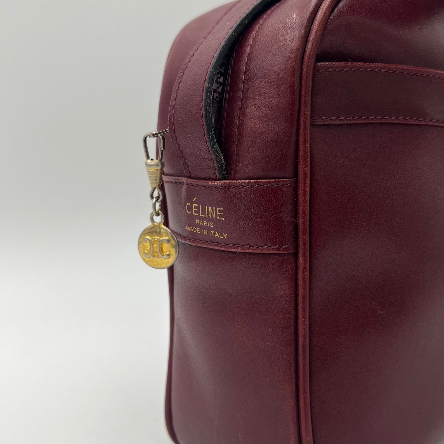 Celine Paris Burgundy Leather Horse Carriage Camera Crossbody