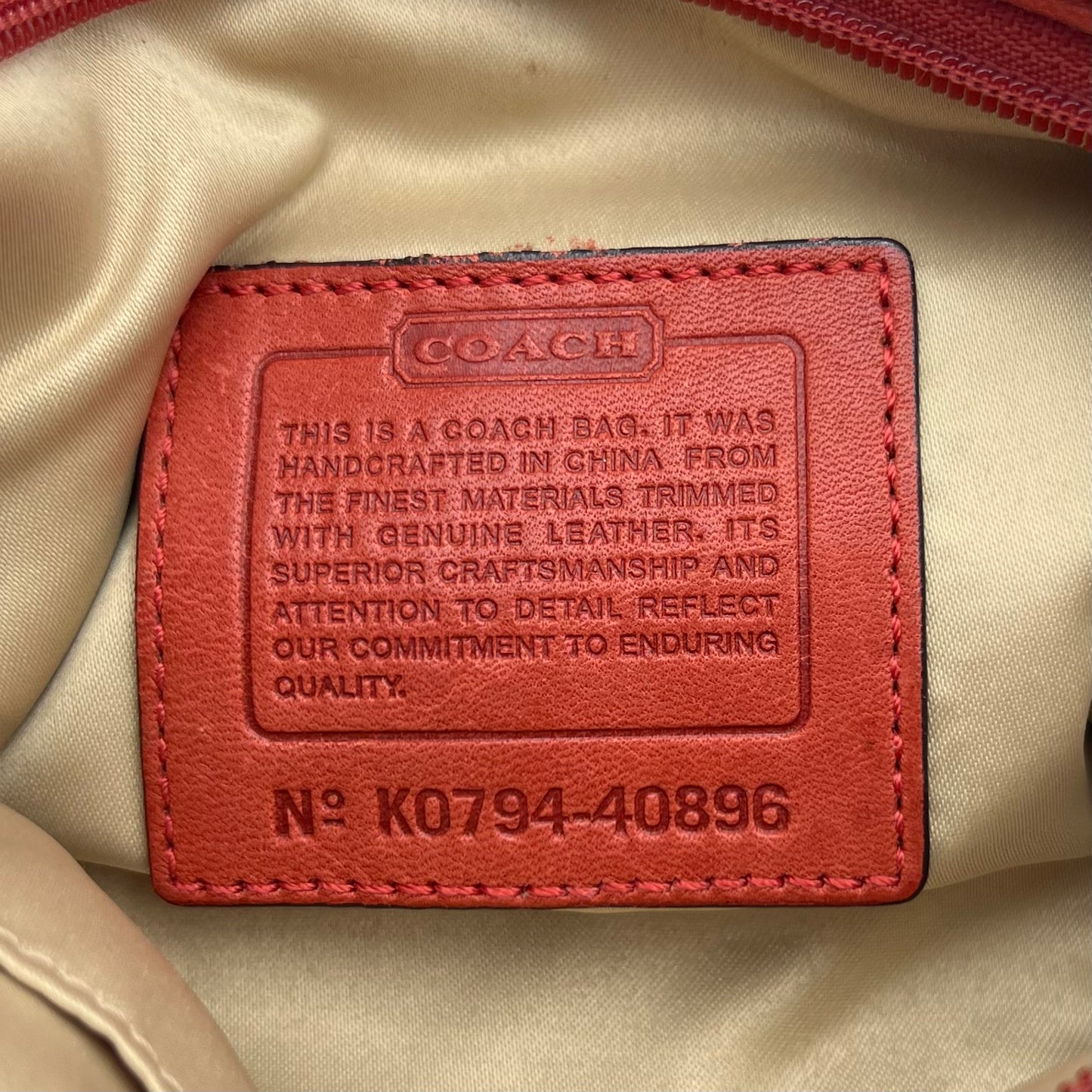 Coach Signature Canvas Orange Leather Hobo Shoulder Bag
