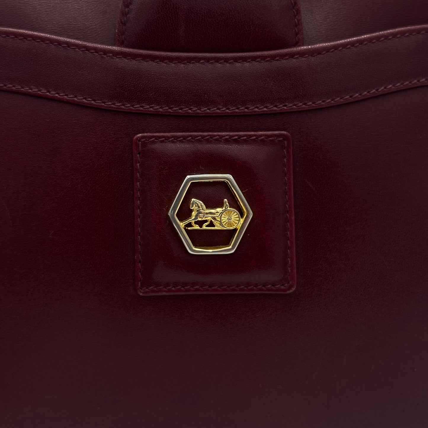 Celine Paris Burgundy Leather Horse Carriage Camera Crossbody