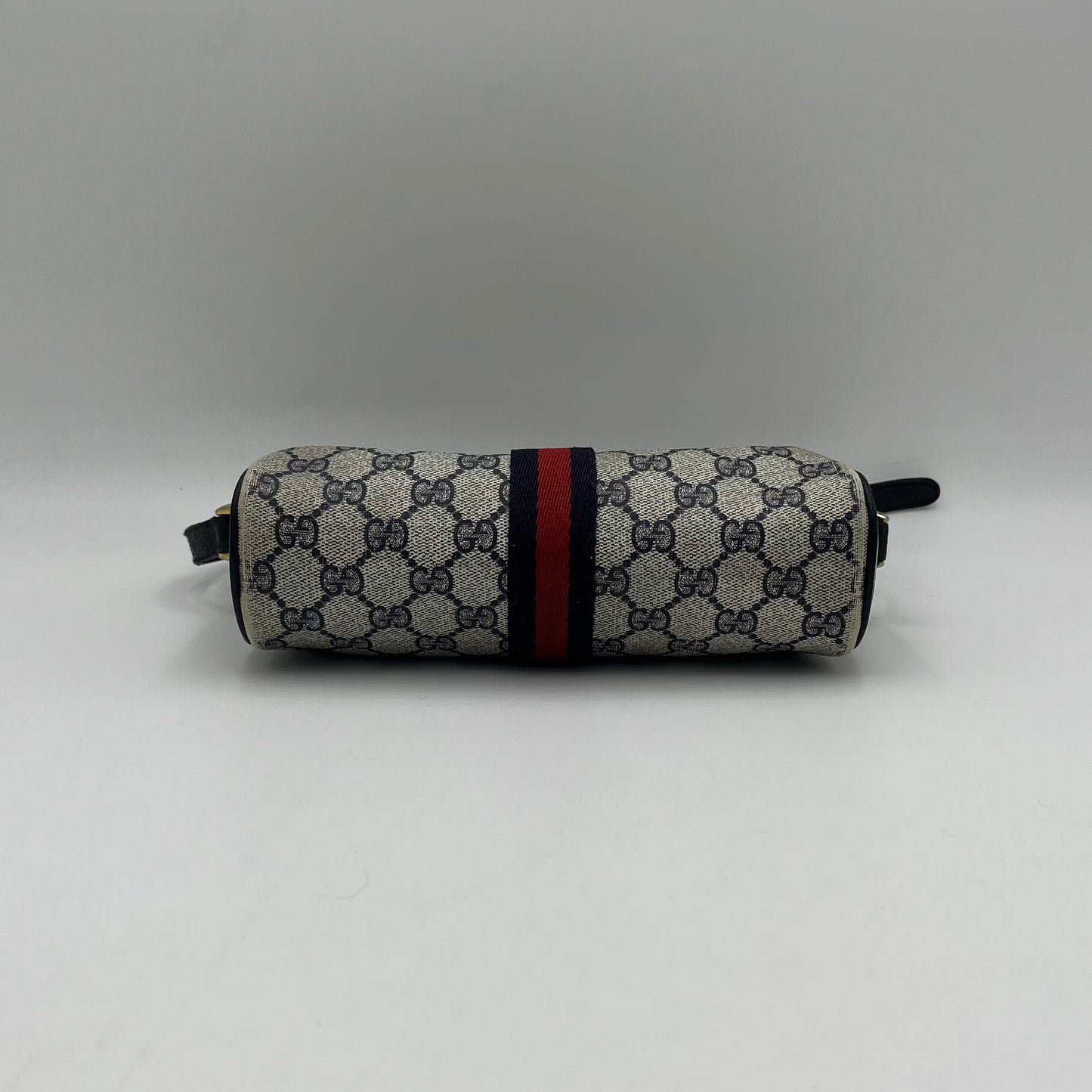Gucci Vintage 1980s Blue Monogram PVC Ophidia Sherryline Crossbody