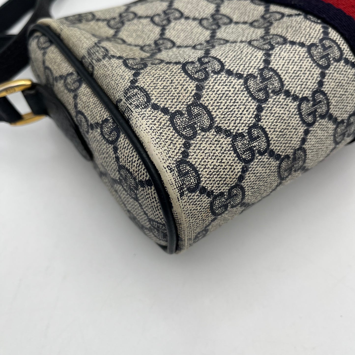 Gucci Vintage 1980s Blue Monogram PVC Ophidia Sherryline Crossbody