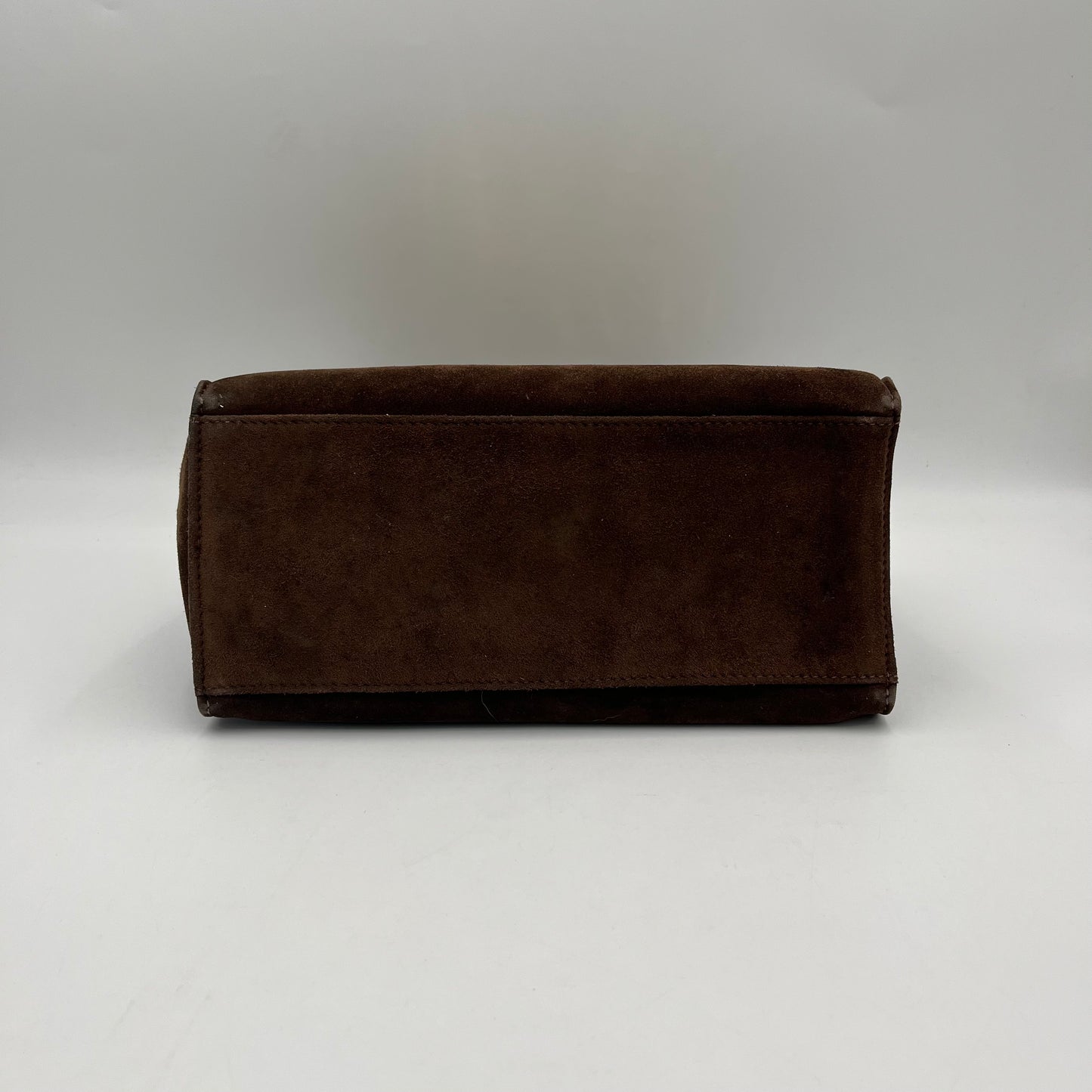 Fendi Vintage Brown Suede Gold FF Logo Handbag