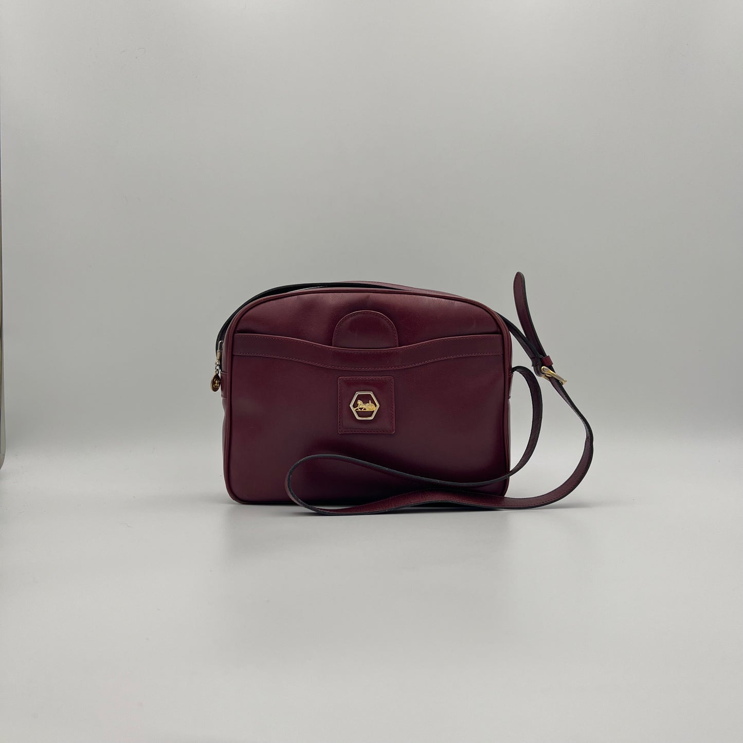 Celine Paris Burgundy Leather Horse Carriage Camera Crossbody