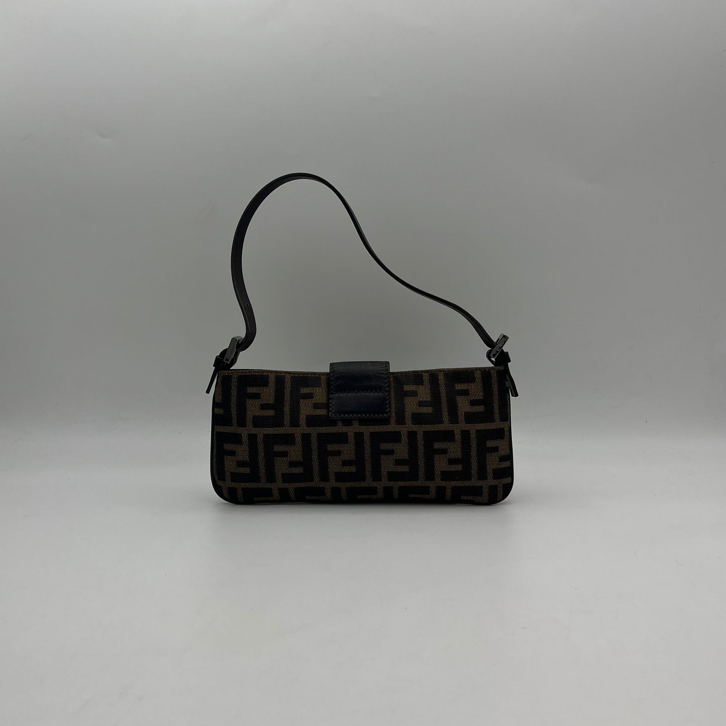 Fendi Tobacco Zucca Zip Flap Mini Baguette