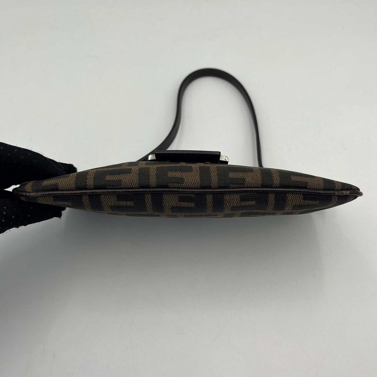 Fendi Tobacco Zucca Zip Flap Mini Baguette