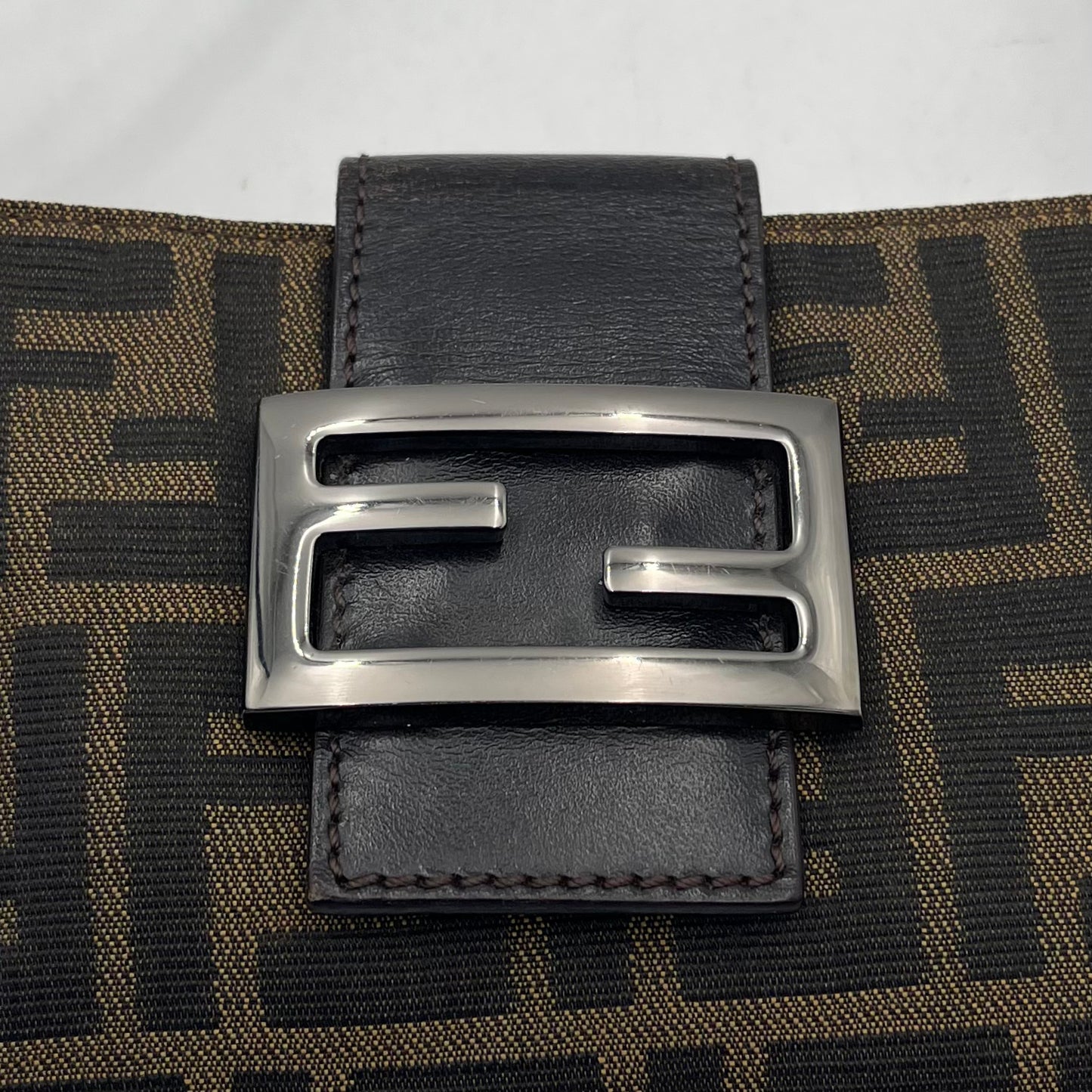 Fendi Tobacco Zucca Zip Flap Mini Baguette