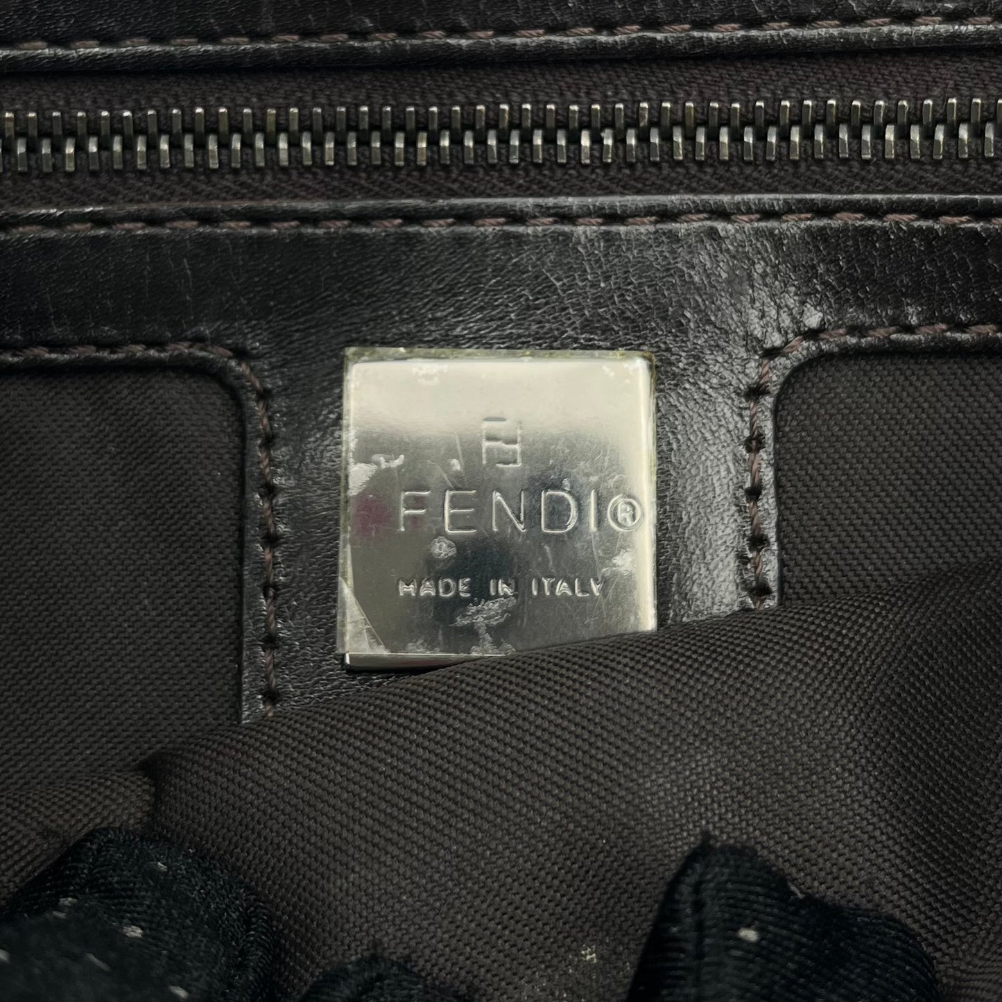 Fendi Tobacco Zucca Zip Flap Mini Baguette