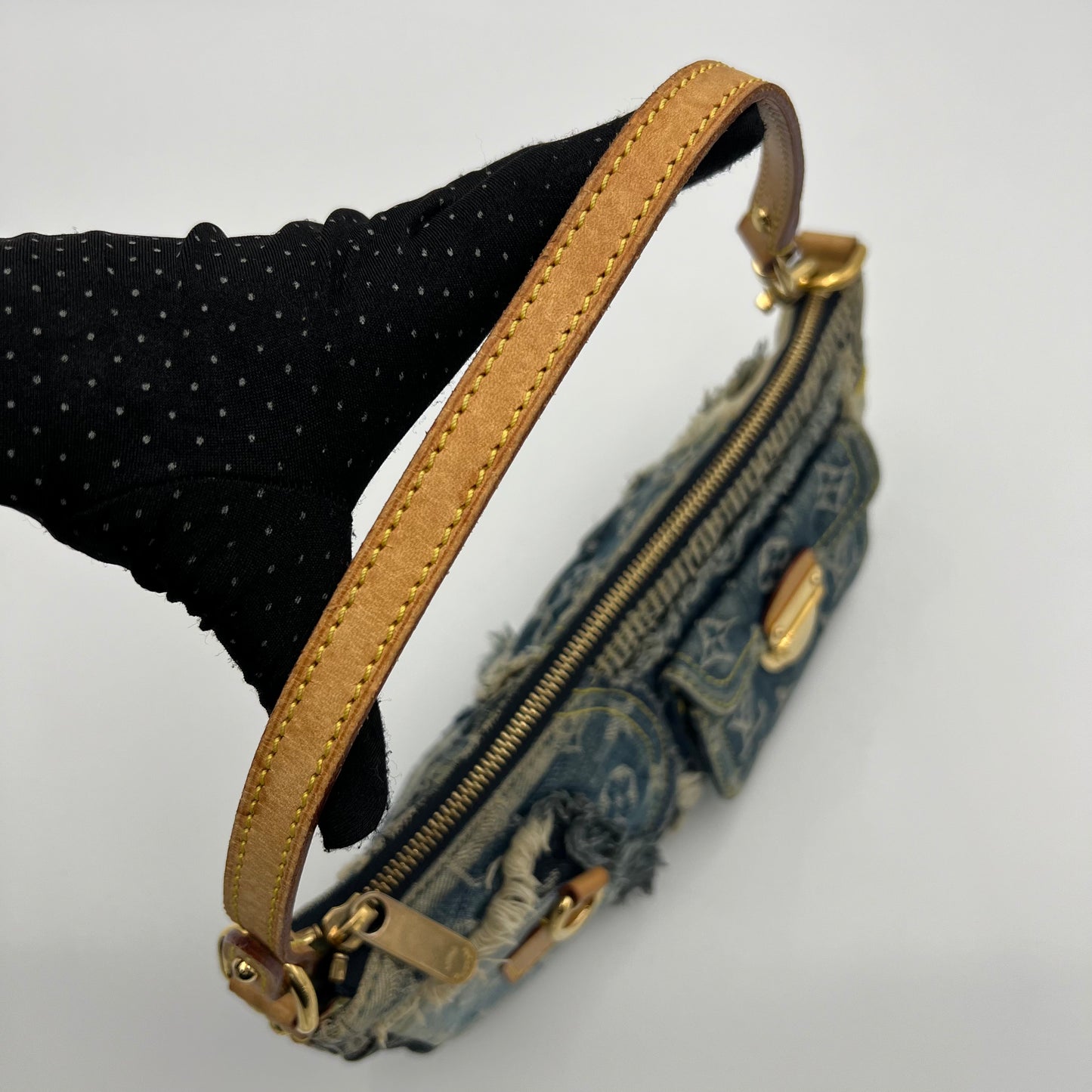 LV Monogram Blue Denim Patchwork Pouchy Shoulder Bag