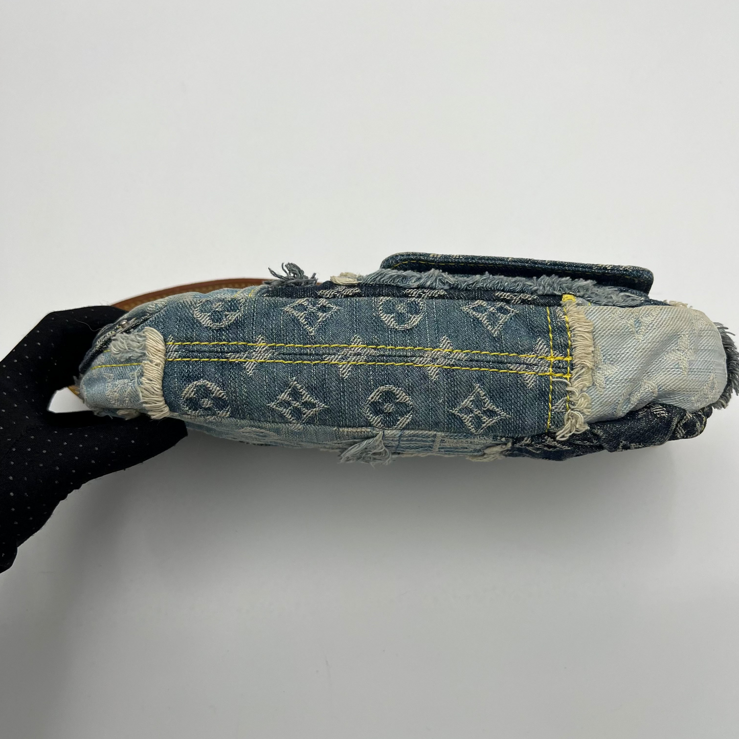 LV Monogram Blue Denim Patchwork Pouchy Shoulder Bag