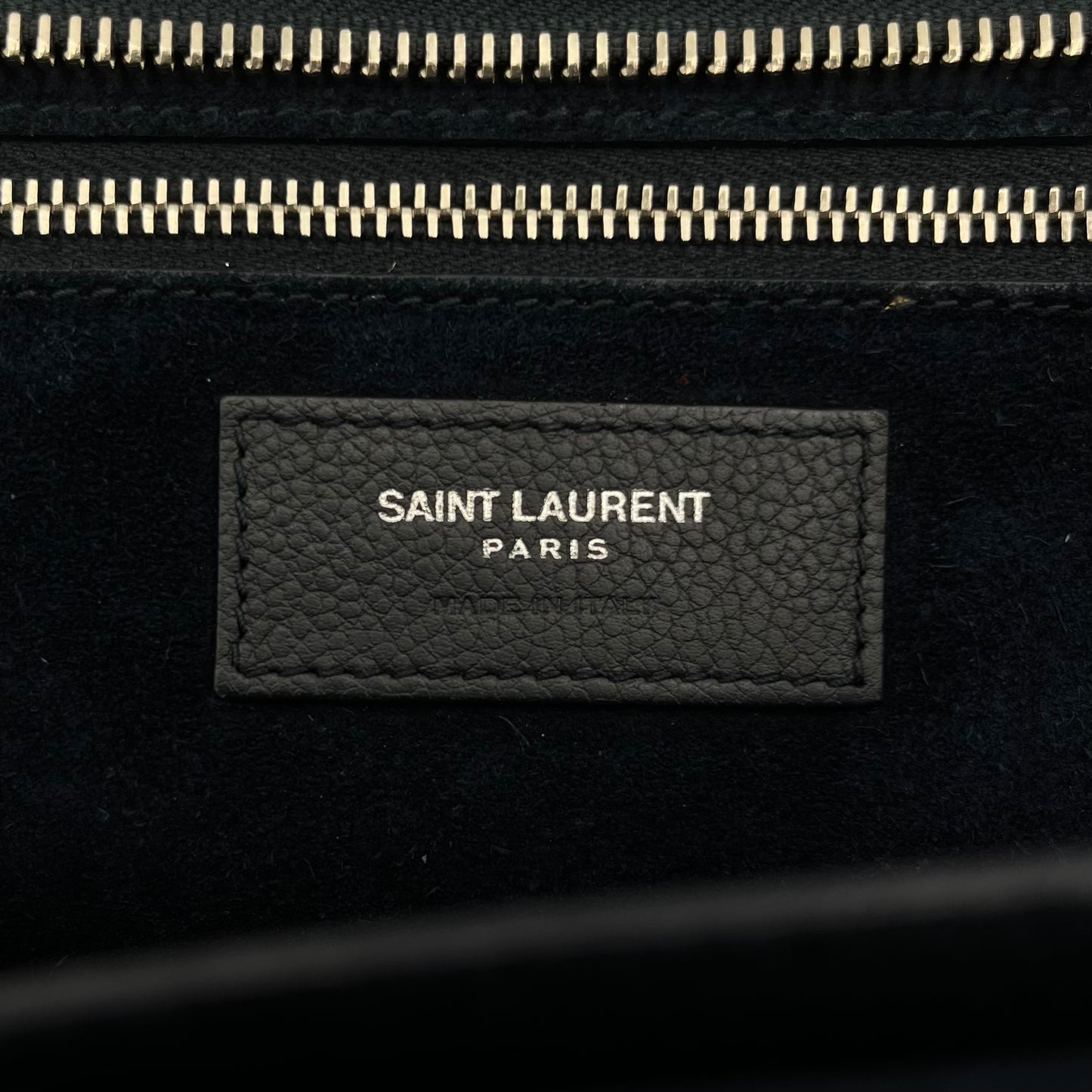 YSL Navy Blue Leather Rive Gauche Cabas Small Tote