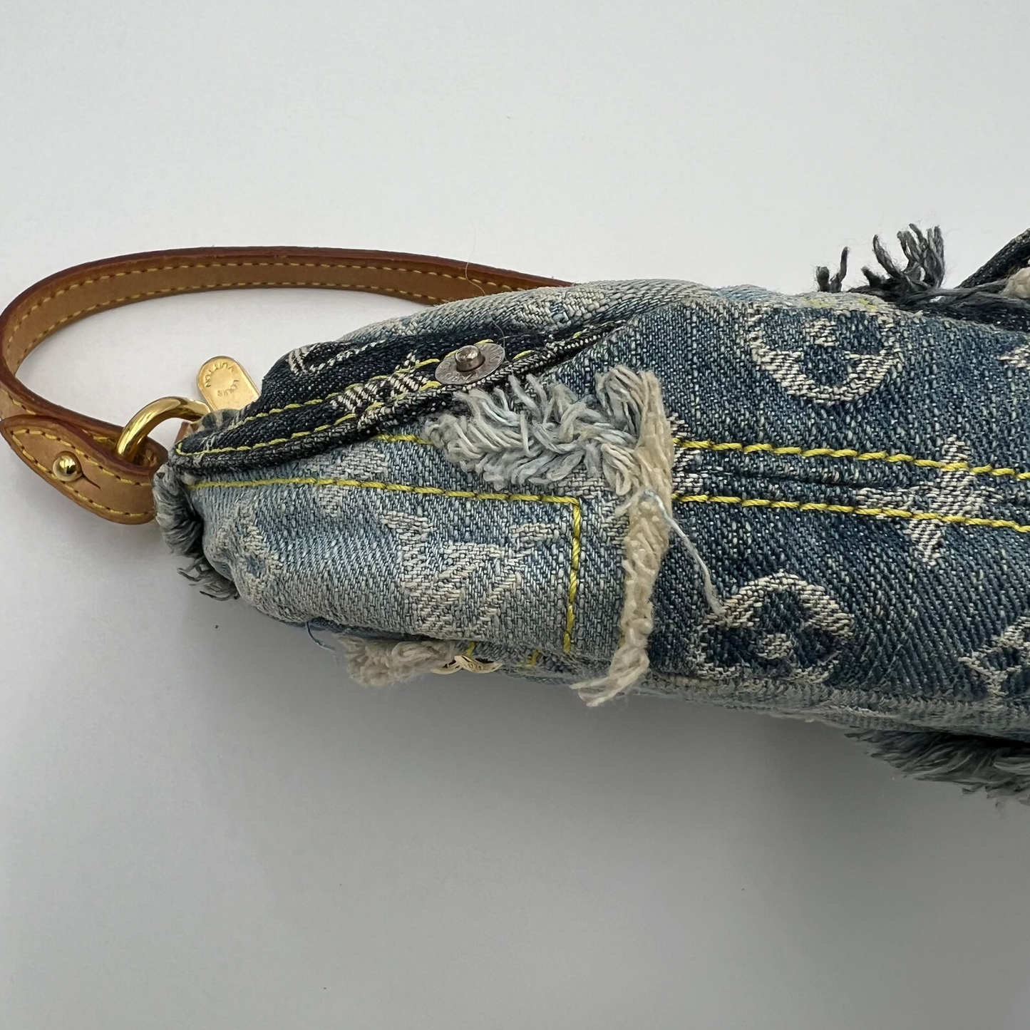 LV Monogram Blue Denim Patchwork Pouchy Shoulder Bag