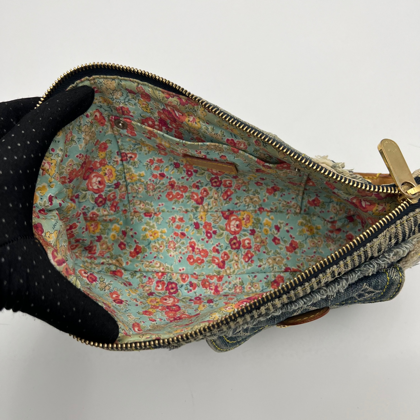 LV Monogram Blue Denim Patchwork Pouchy Shoulder Bag