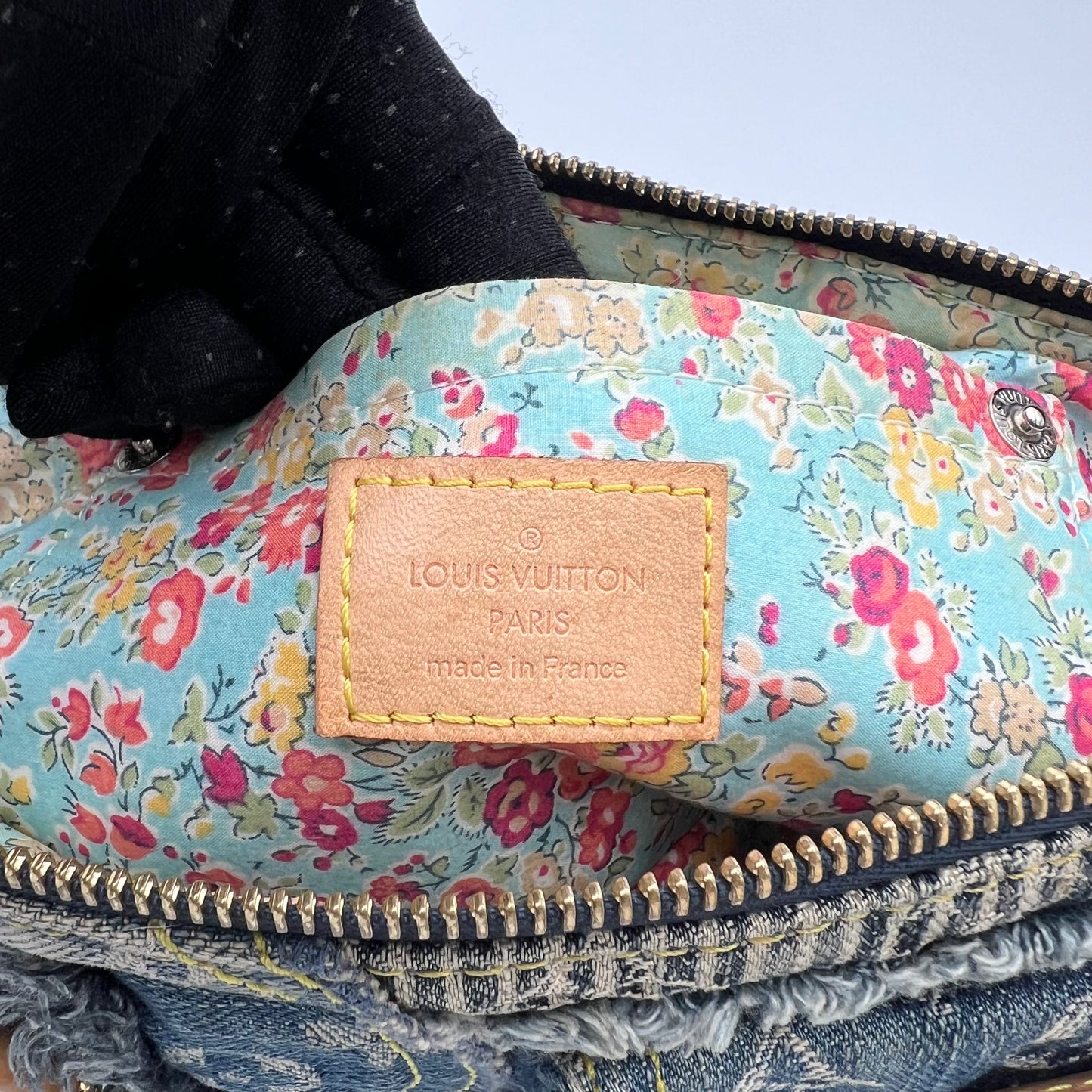 LV Monogram Blue Denim Patchwork Pouchy Shoulder Bag