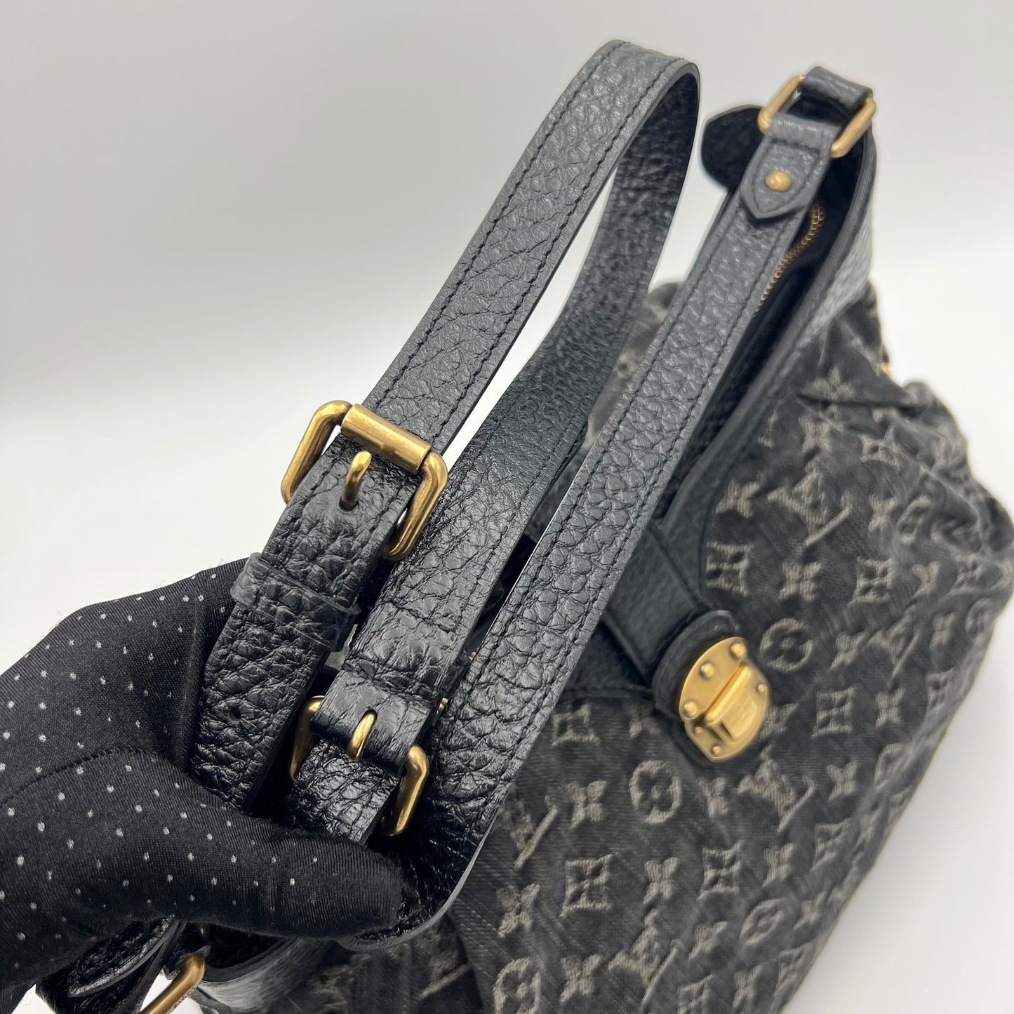 LV Black Monogram Denim Mahina