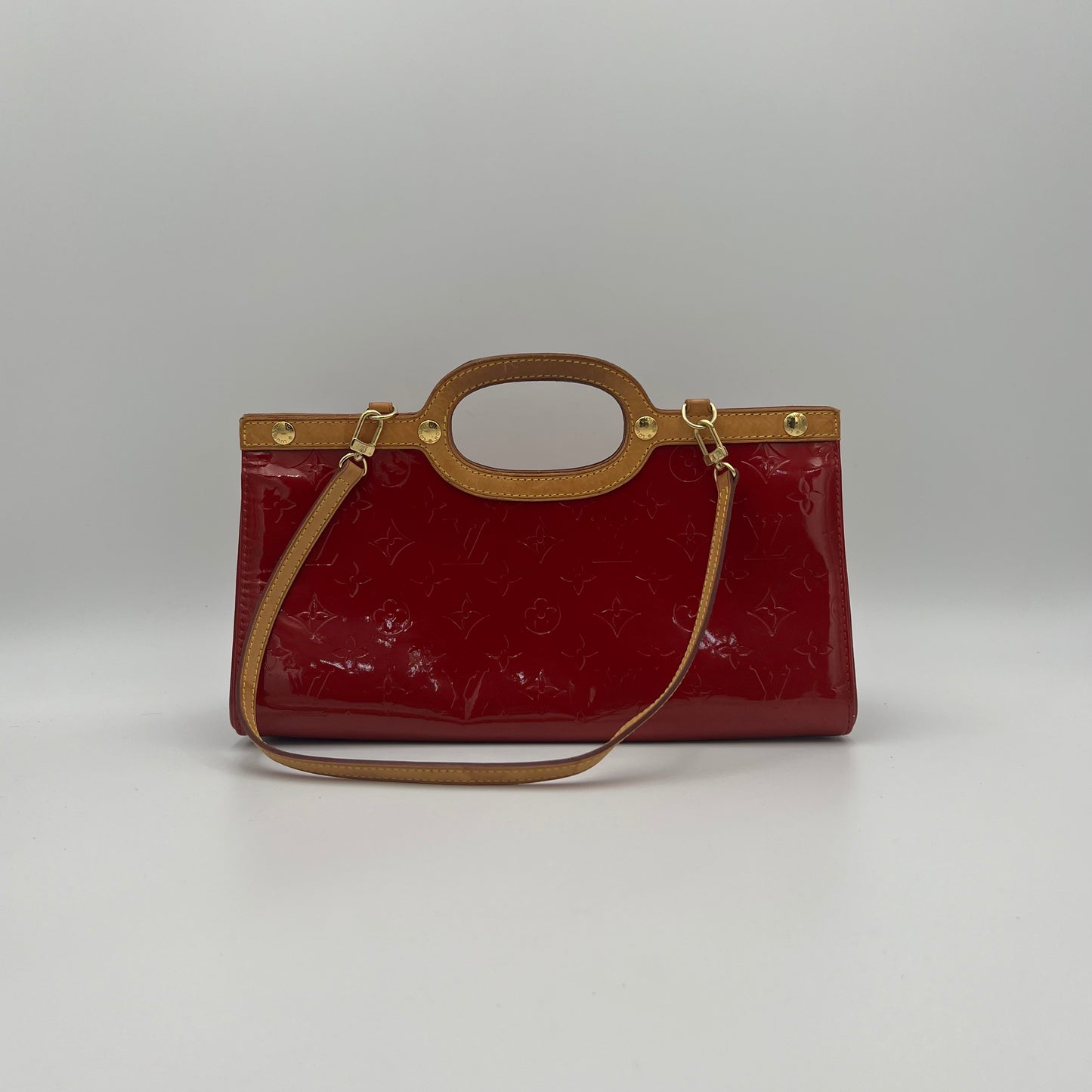 LV Red Monogram Vernis Roxbury Drive Handbag