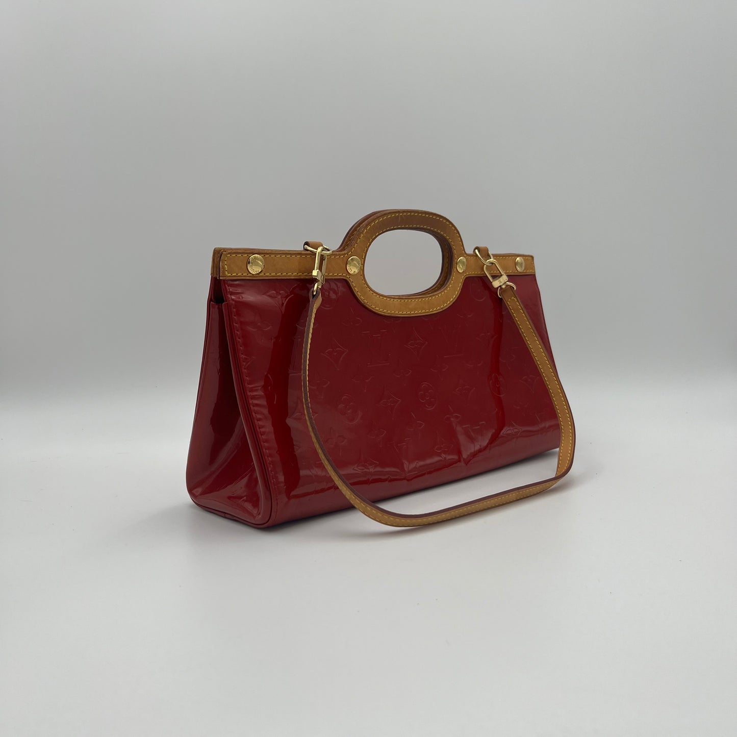 LV Red Monogram Vernis Roxbury Drive Handbag