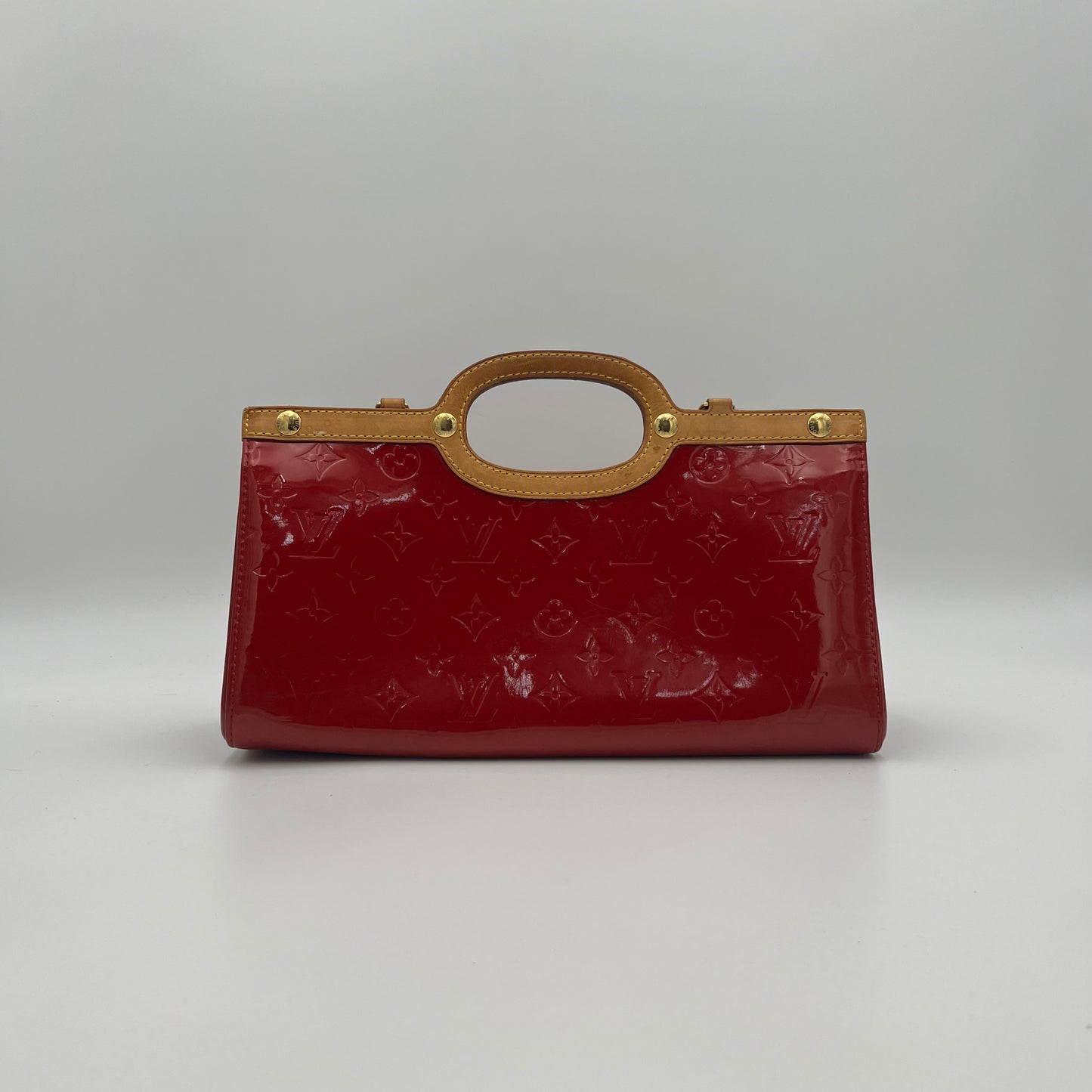 LV Red Monogram Vernis Roxbury Drive Handbag