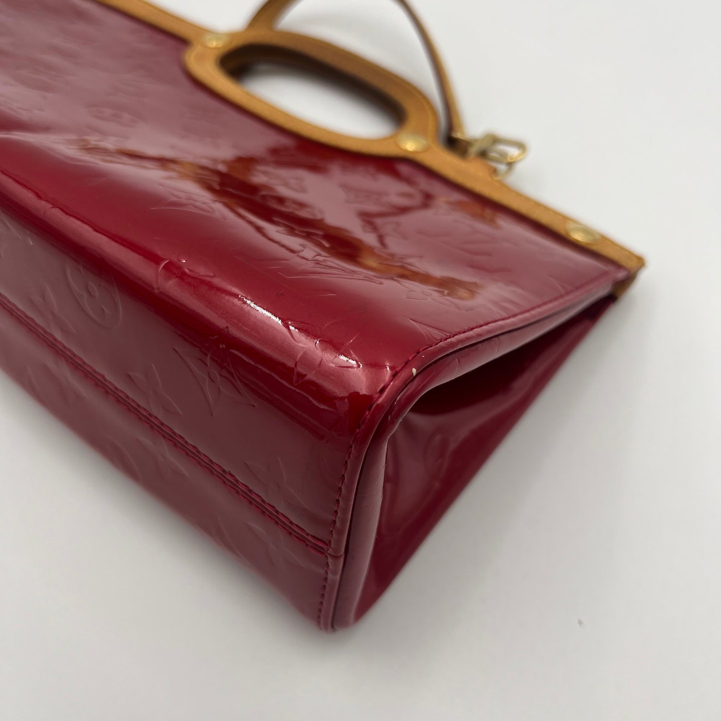 LV Red Monogram Vernis Roxbury Drive Handbag