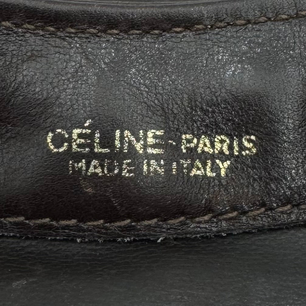 Celine Paris Brown Macadam Triomphe Suede Twist Lock Hobo Shoulder Bag