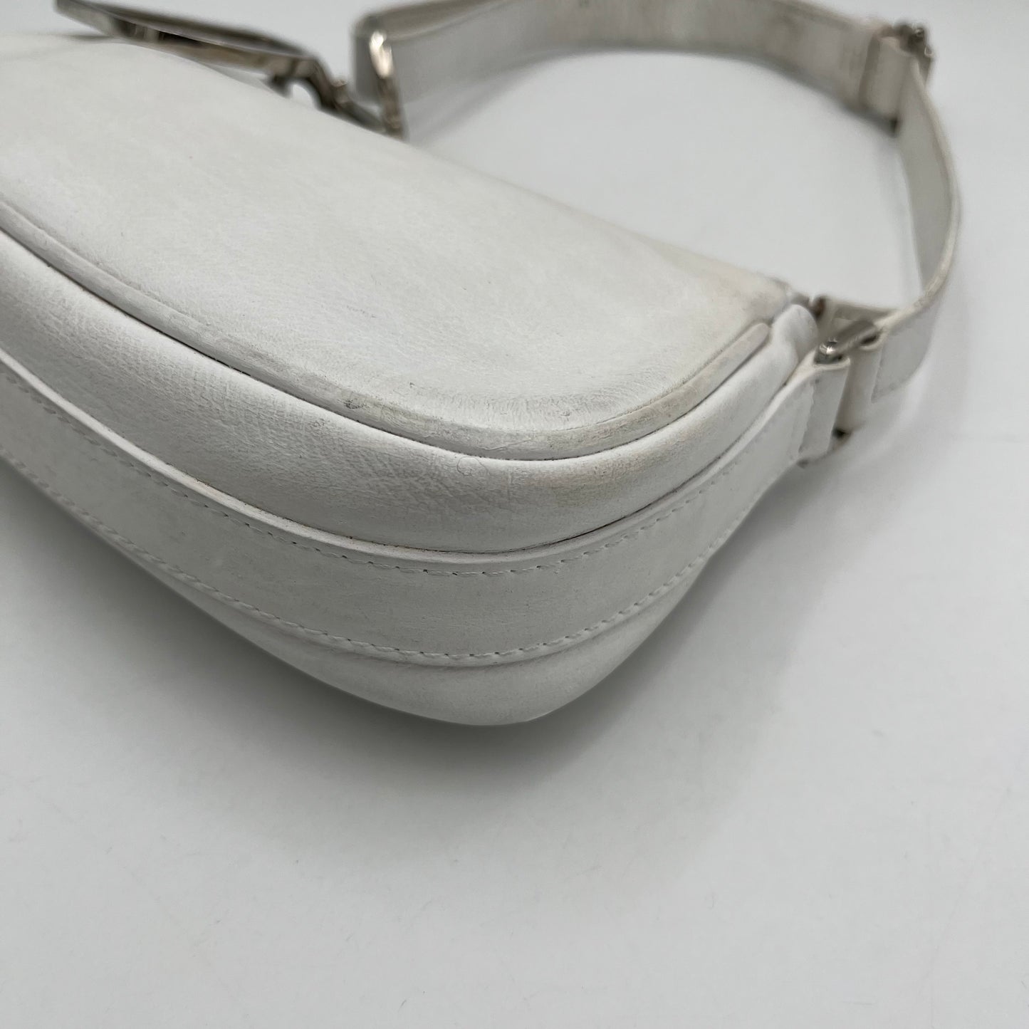 Christian Dior White Leather Logo Charm Pochette