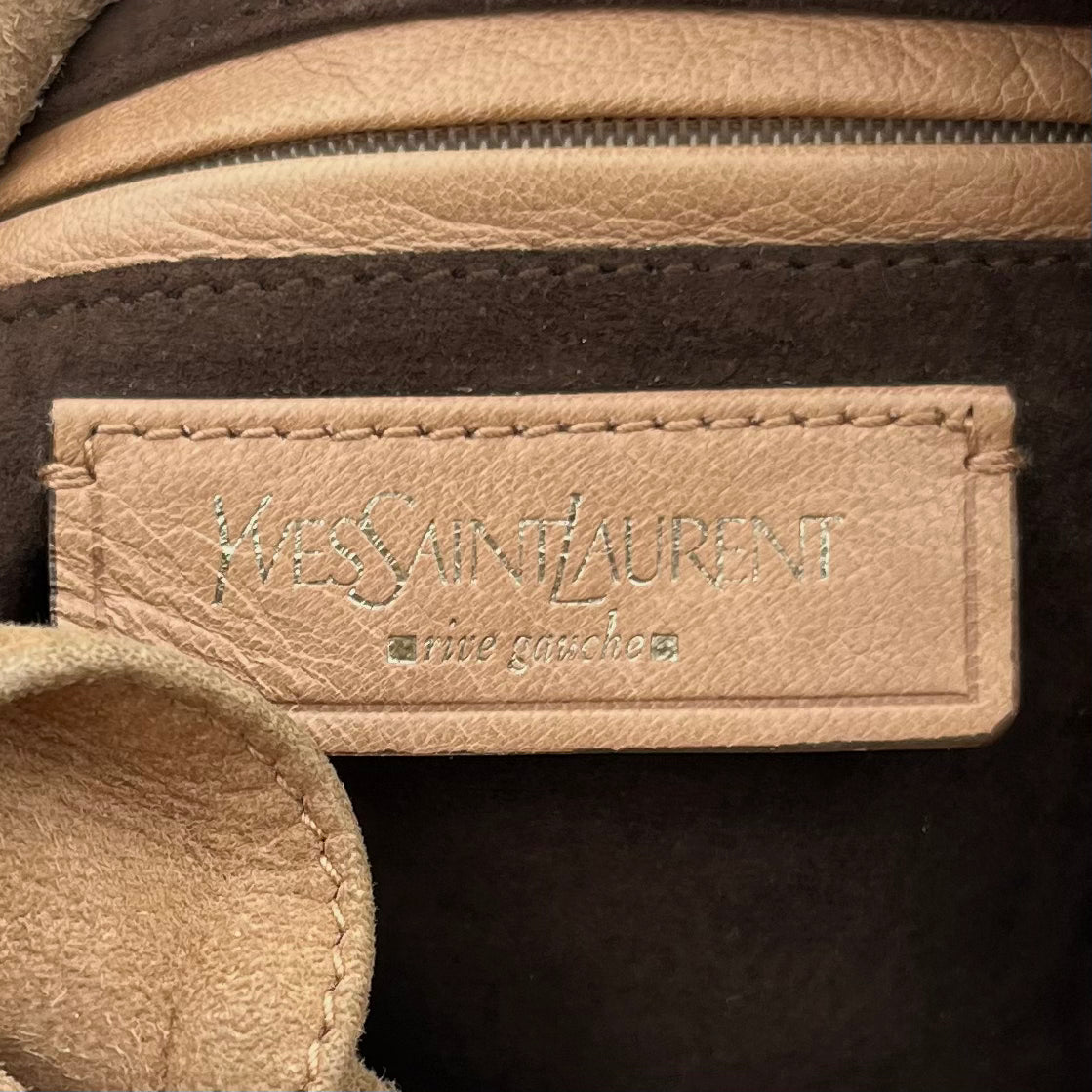 YSL Light Brown Suede Nadja Rose Petal Hobo Bag