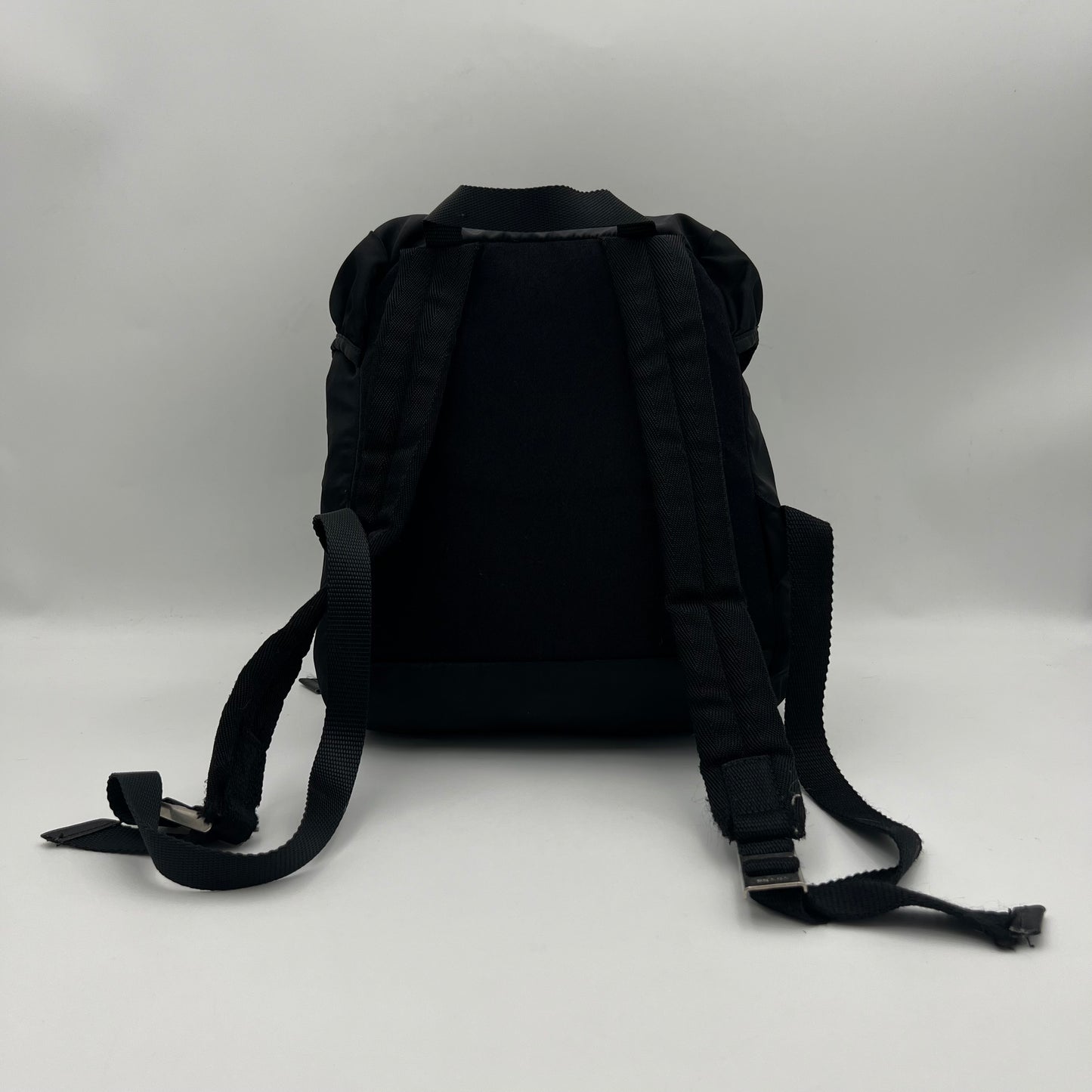 Prada Black Nylon Double Buckle Small Backpack